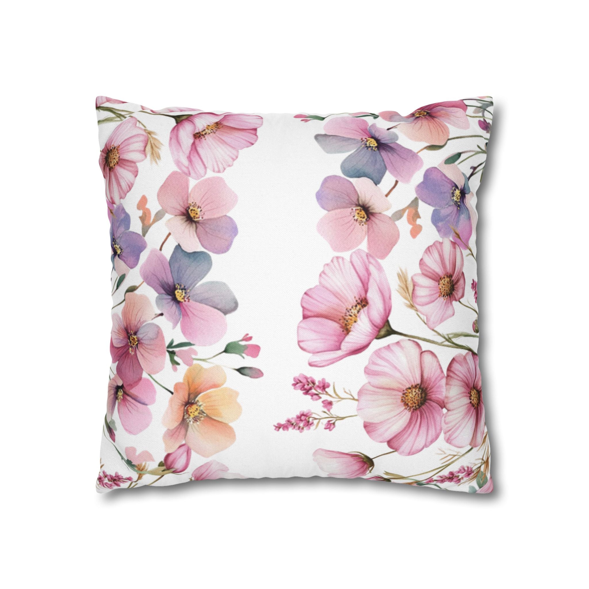 Spring Floral Pillowcase 1piece, Pink & Purple Blossom Design, Polyester Cushion Cover, Elegant Spring Home Decor