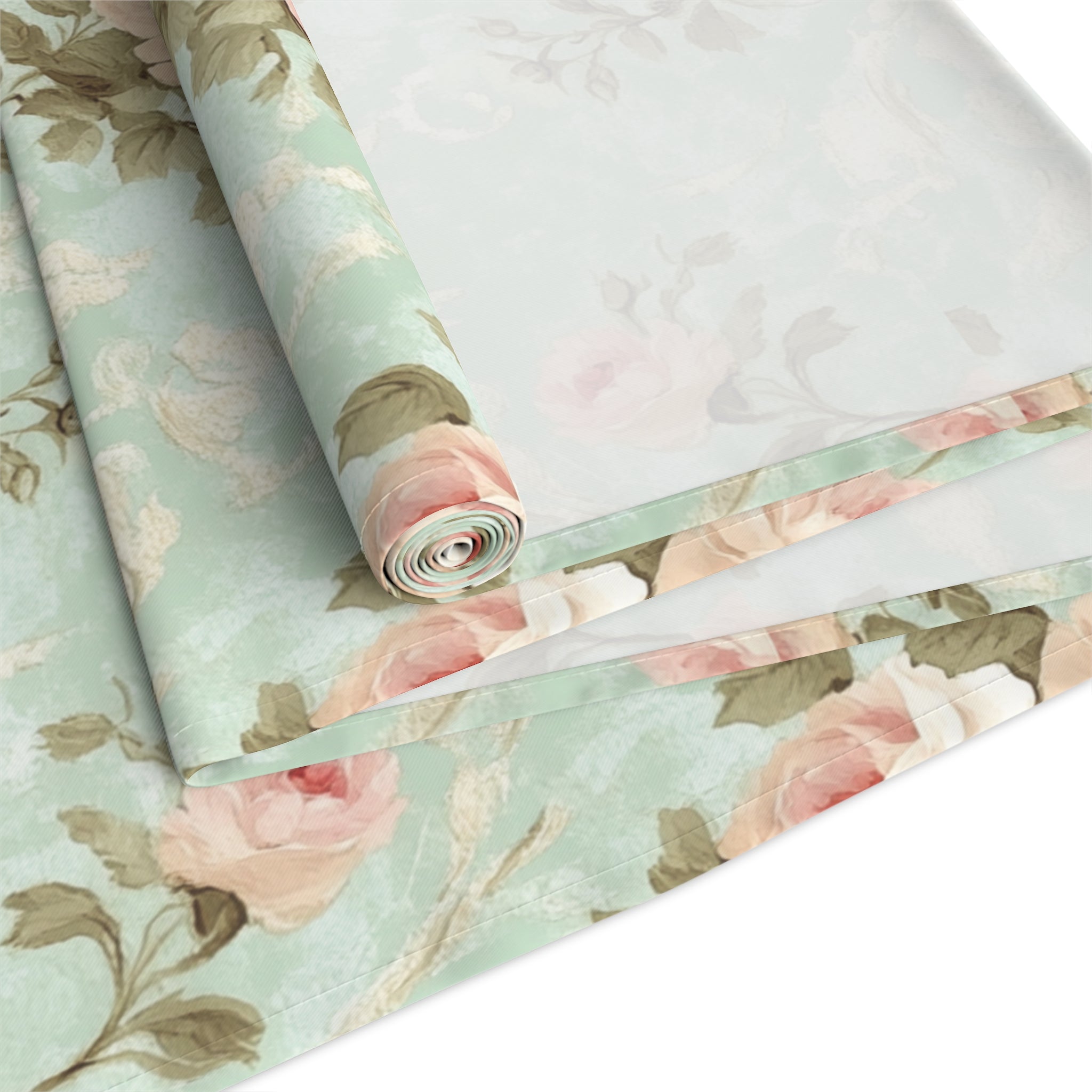 Vintage Pink Rose Pattern Table Runner | Floral Table Runner