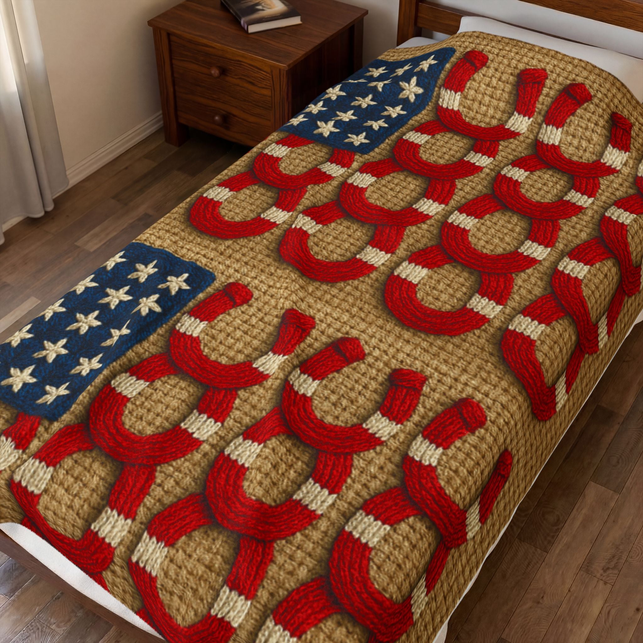Rooted Knot Plush Blanket | Patriotic Farmhouse Throw | Americana Velveteen | 3 Sizes