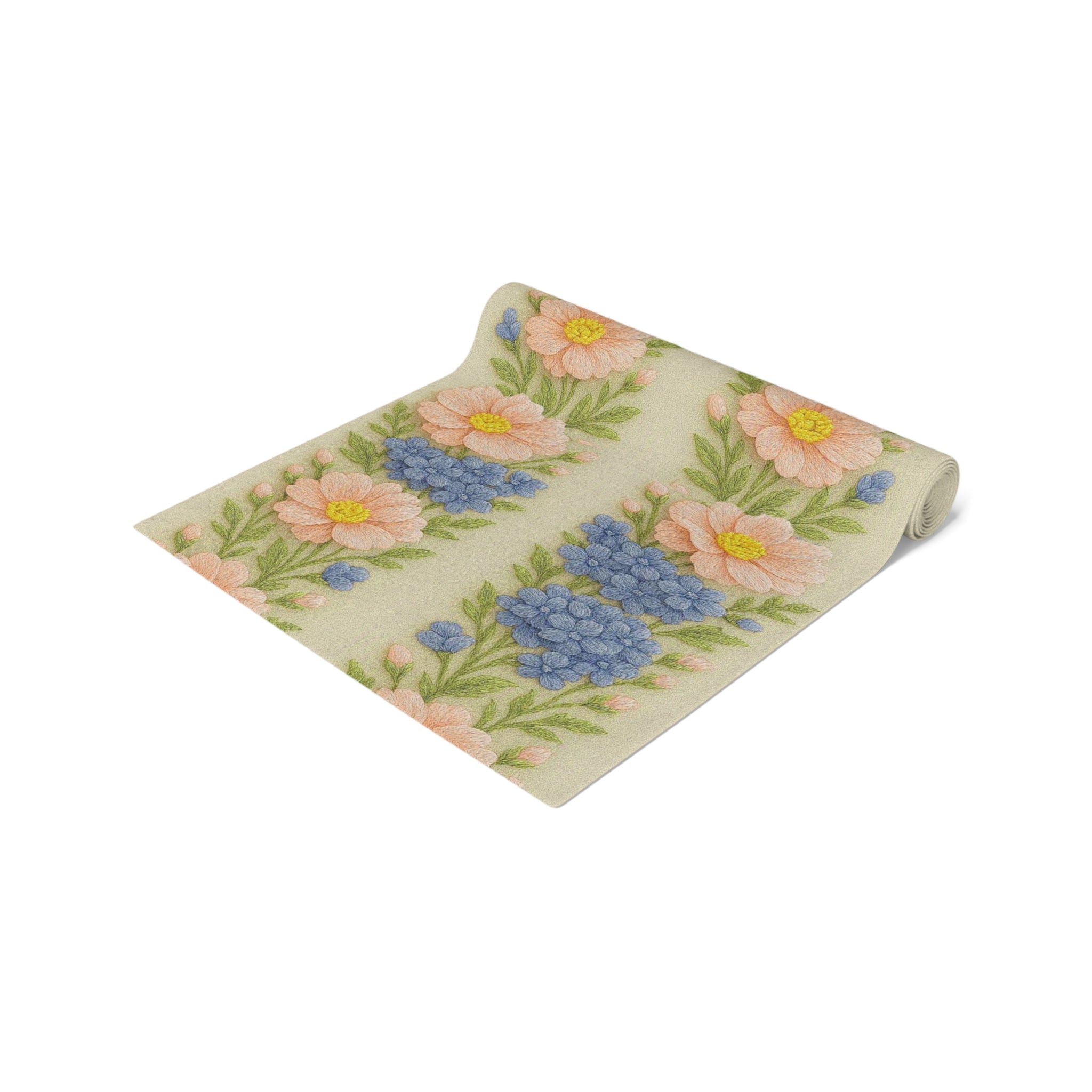Floral Table Runner – Daisy & Hyacinth Cottagecore | Wooly Garden | BLUESKYDEZIGN