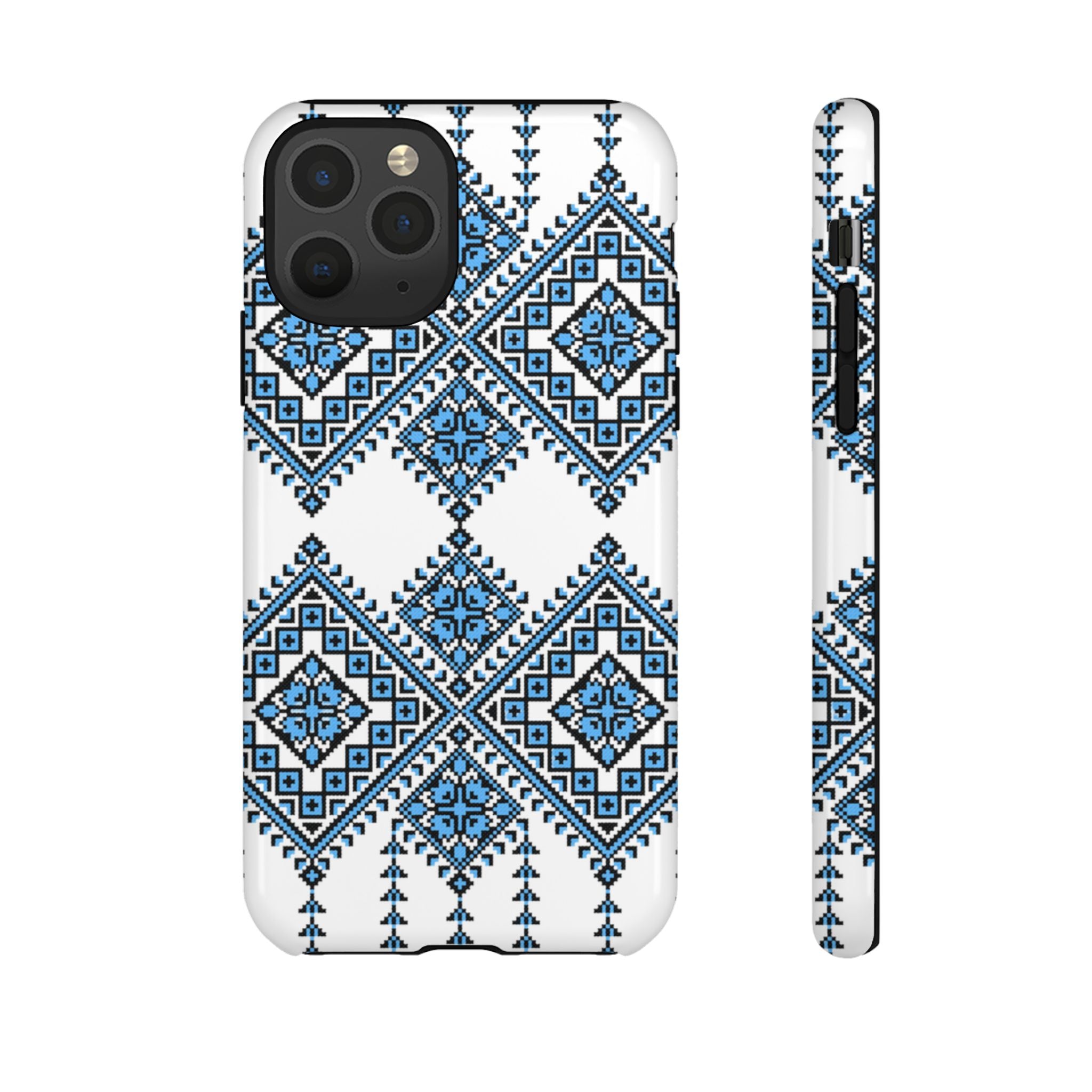 Blue Ukrainian traditional  Geometric Folk Pattern phone case, Tough Cases