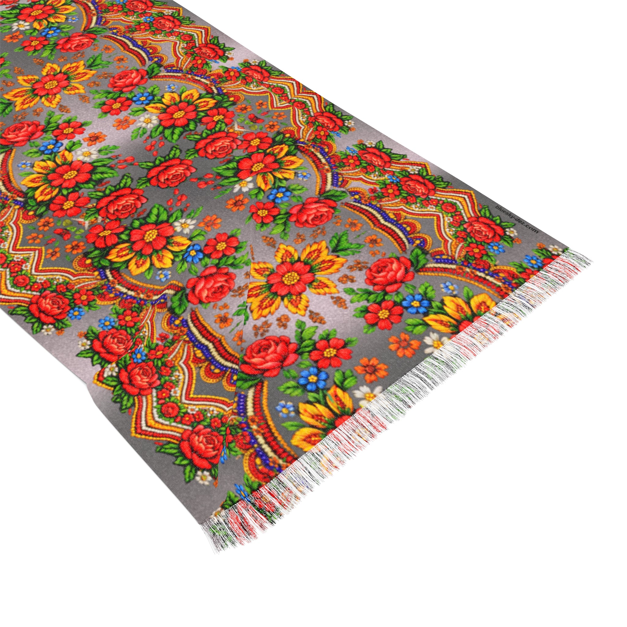 Bohemian Floral Scarf – Mother's Bloom | Colorful Vintage Wrap for Women | BLUESKYDEZIGN
