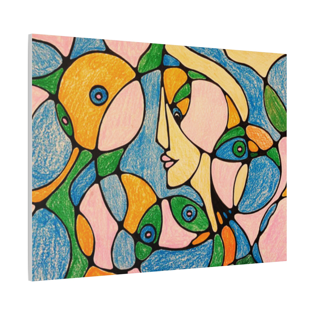 Abstract Colorful Faces Canvas Art, Vibrant Modern Wall Decor, Surreal Cubist Style Matte Print, Stretched 1.25" Ready to Hang