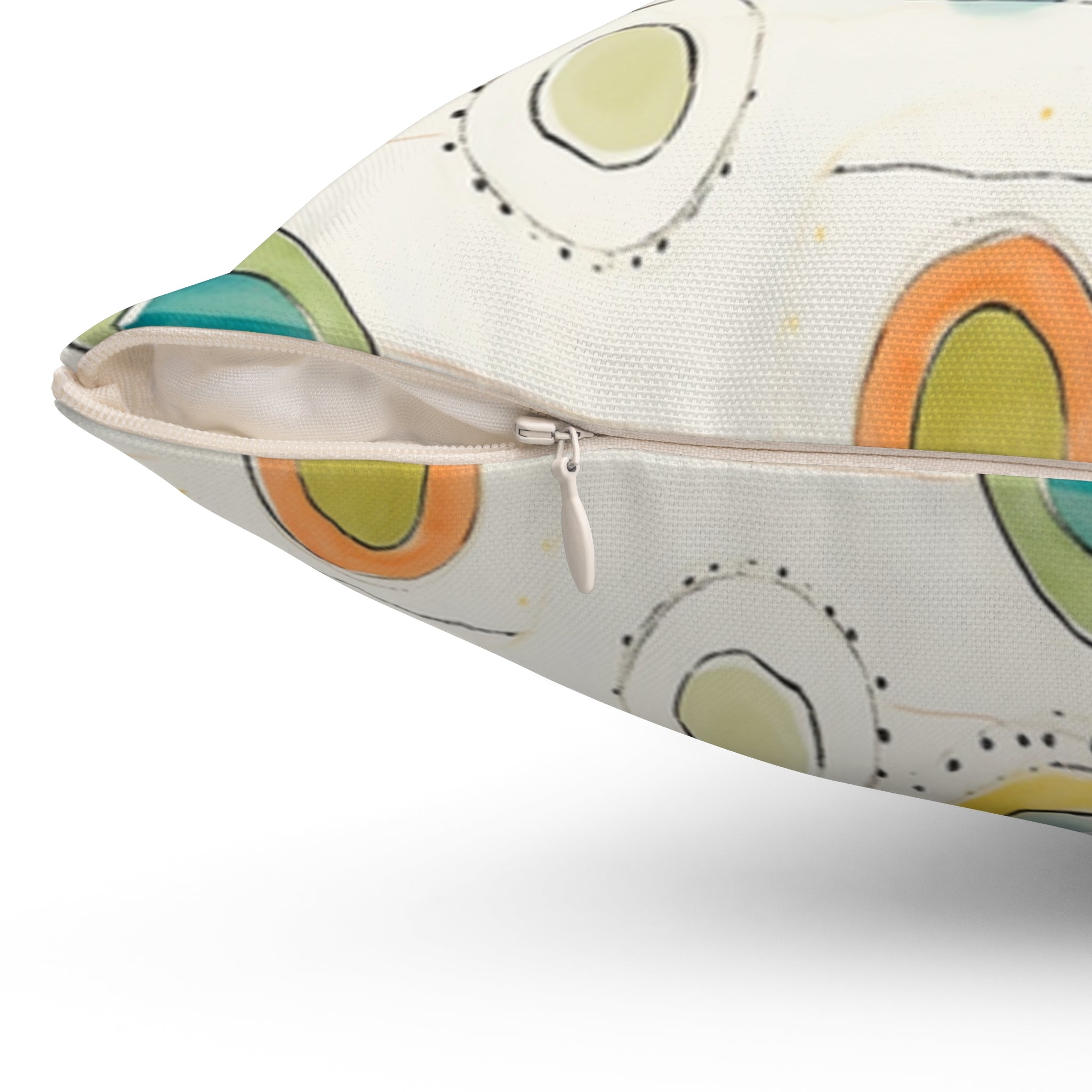 Watercolor Circles Spun Polyester Pillow, Abstract Dot Pattern, Coastal Colors, Decorative Gift Housewarming