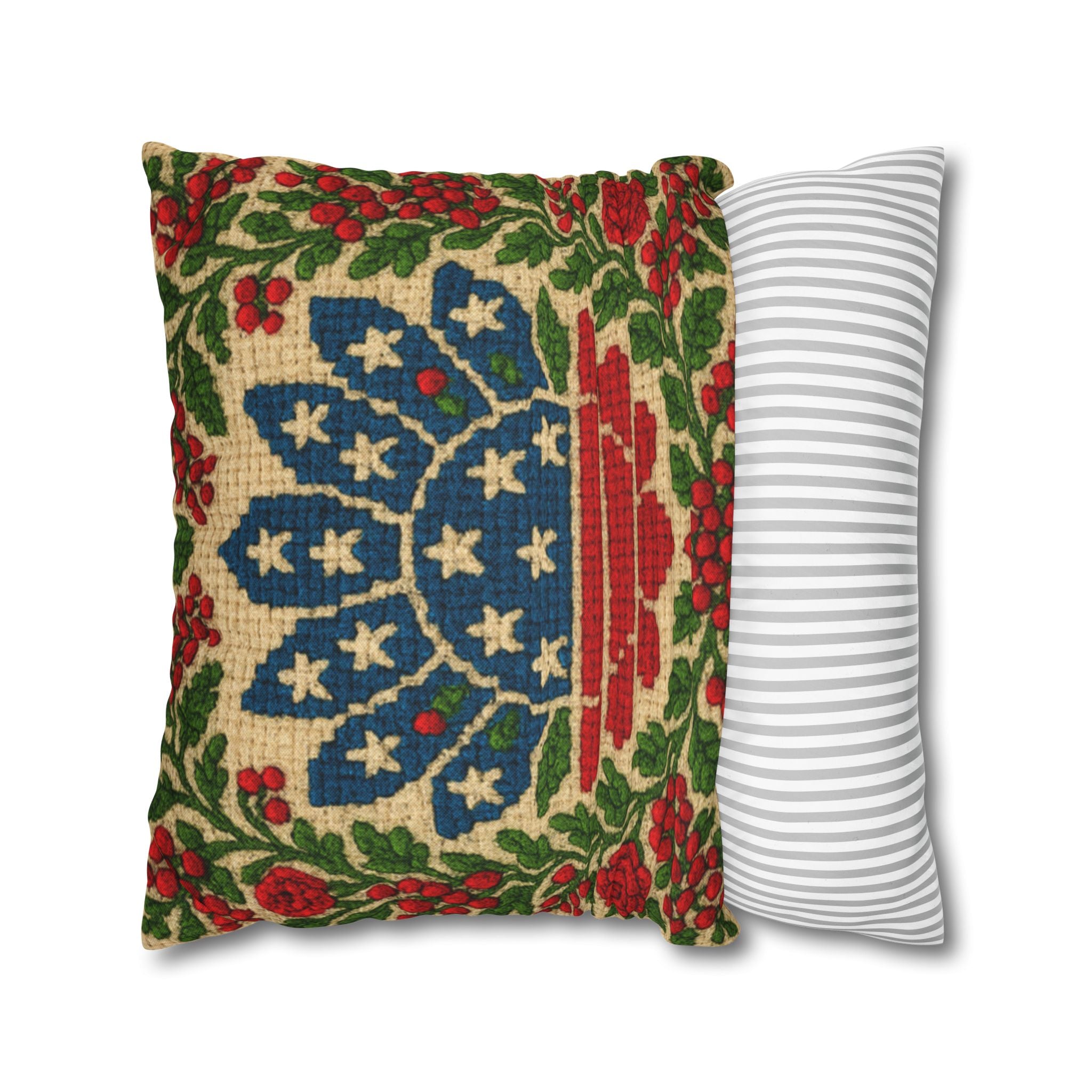 America 250 Heritage Floral Pillowcase | Patriotic Folk Art Cushion Cover | 1776–2026 Anniversary Decor