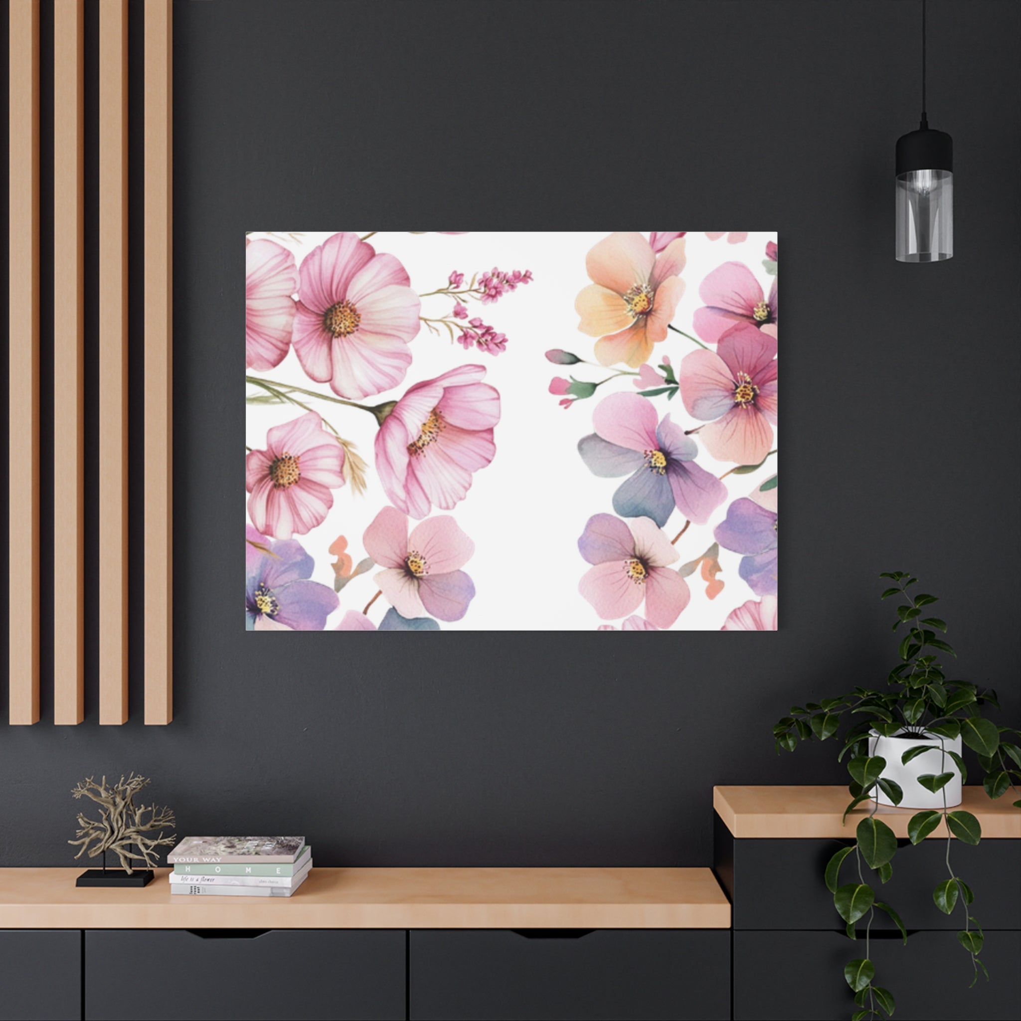 Pastel Floral Matte Canvas Wall Art, Soft Botanical Print, Modern Home Decor, Watercolor Flower Artwork, Stretched 1.25" Canvas