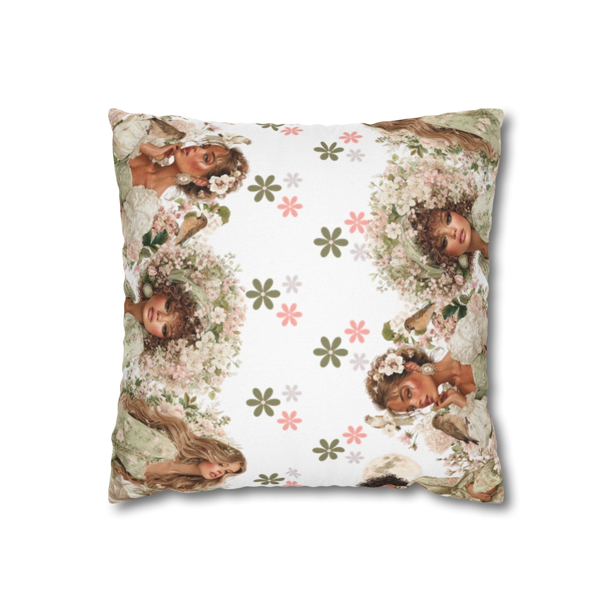 Afrocentric Floral Pillowcase 1piece, Artistic Women Illustration Cushion Covers, 4 Sizes, Modern Boho Throw Pillow Case, Art Decor