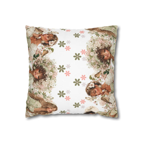 Afrocentric Floral Pillowcase 1piece, Artistic Women Illustration Cushion Covers, 4 Sizes, Modern Boho Throw Pillow Case, Art Decor