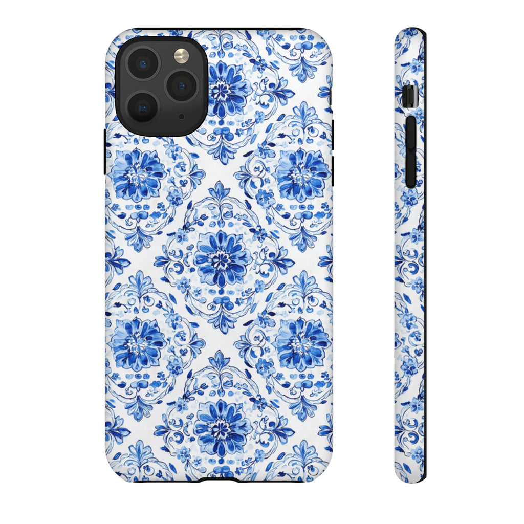Blue Floral Tile Phone Case | Tough Case