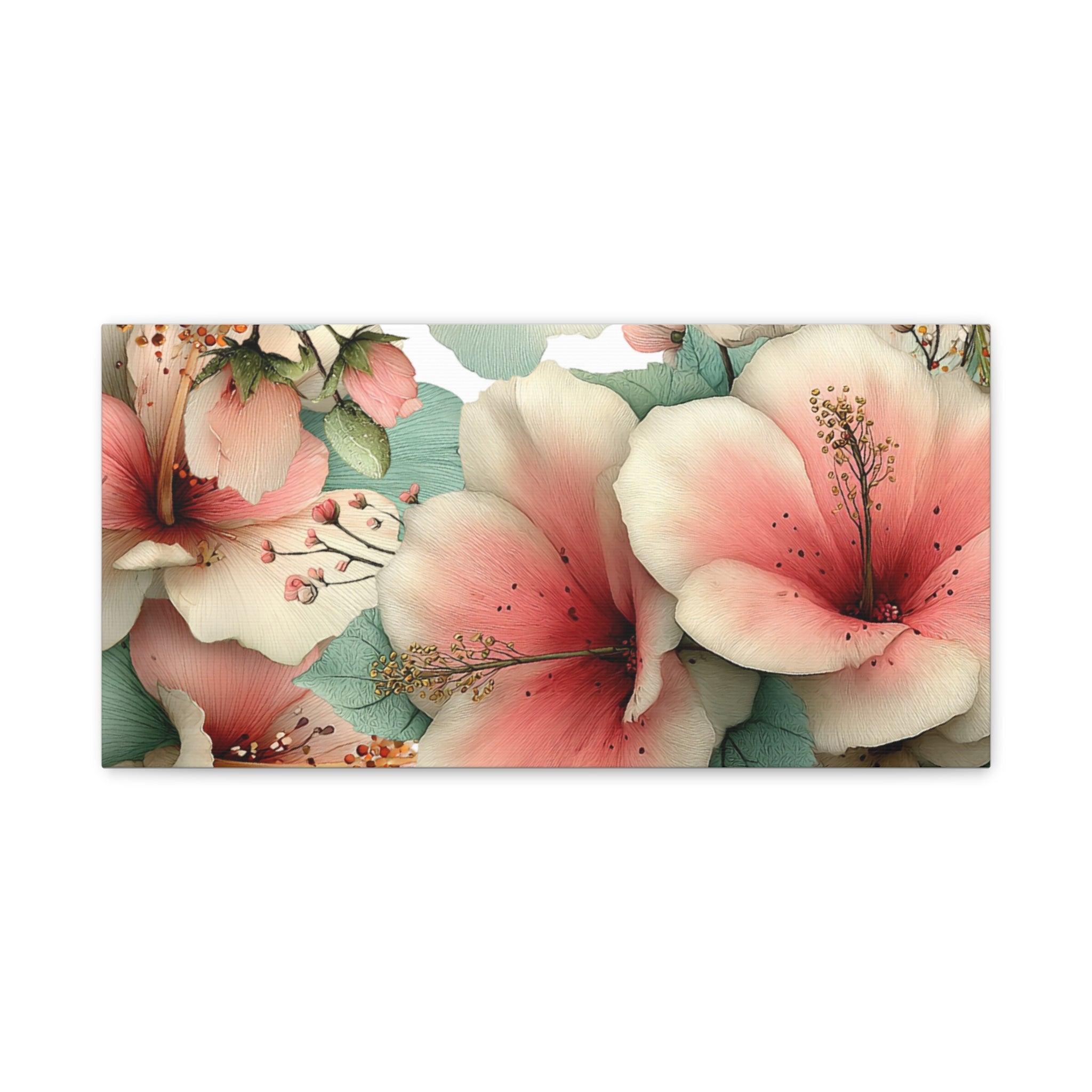 Pastel Floral Matte Canvas Wall Art, Soft Botanical Print, Modern Home Decor, Watercolor Flower Artwork, Stretched 1.25" Canvas