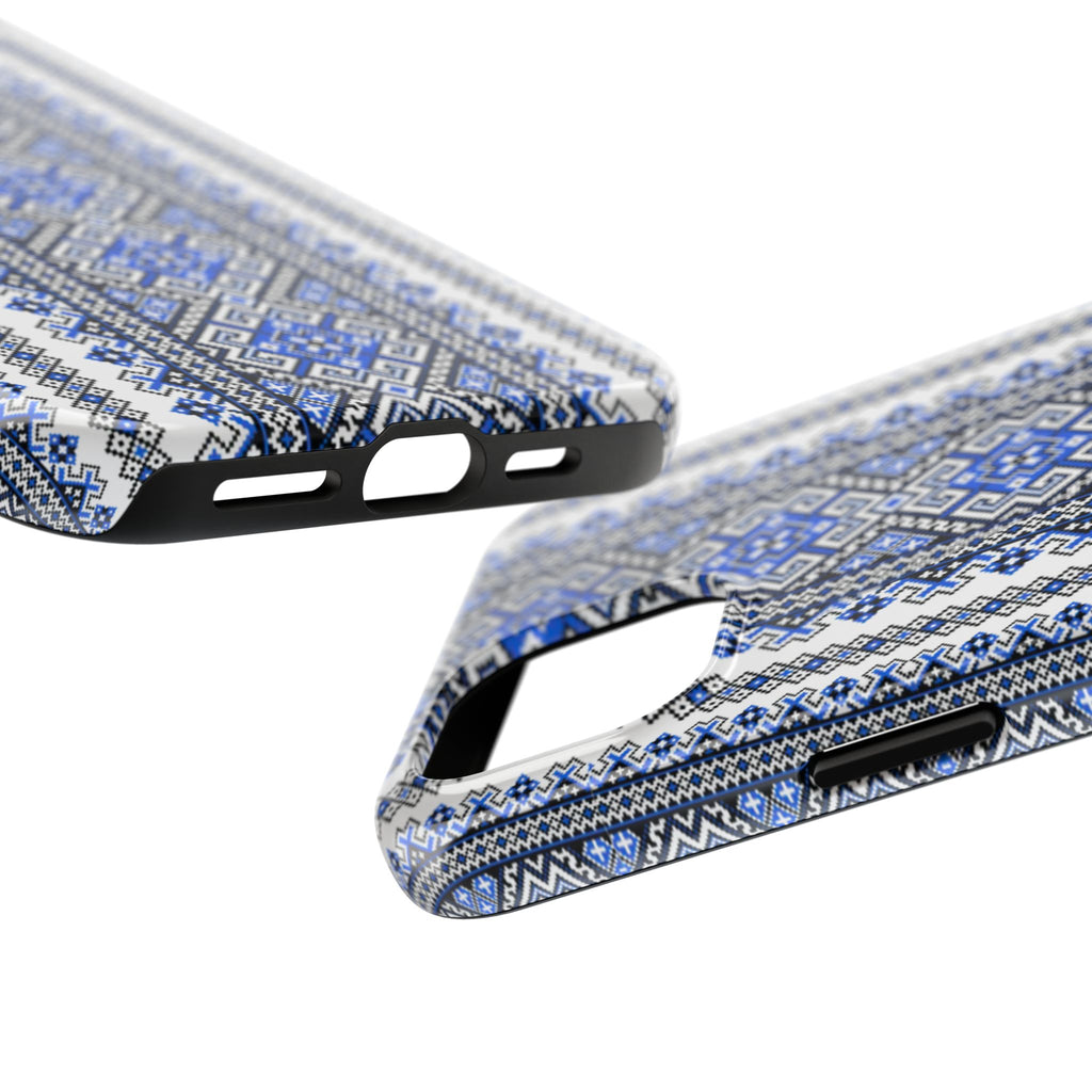 BLUESKYDEZIGN | Ukrainian Geometric Pattern Phone Case | Blue Black Folk Design iPhone Cover | Heritage Gift