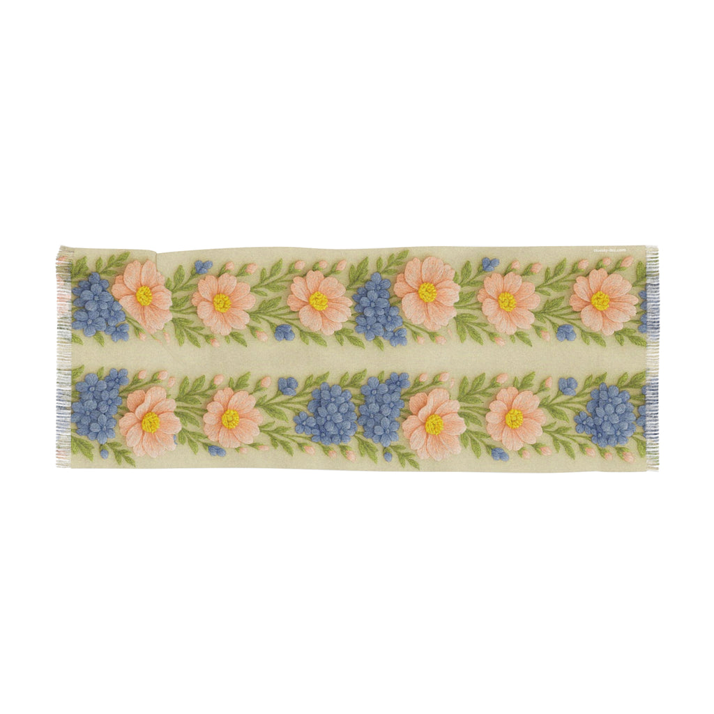 Floral Pastel Scarf – Wooly Garden | Lightweight Boho Wrap for Women