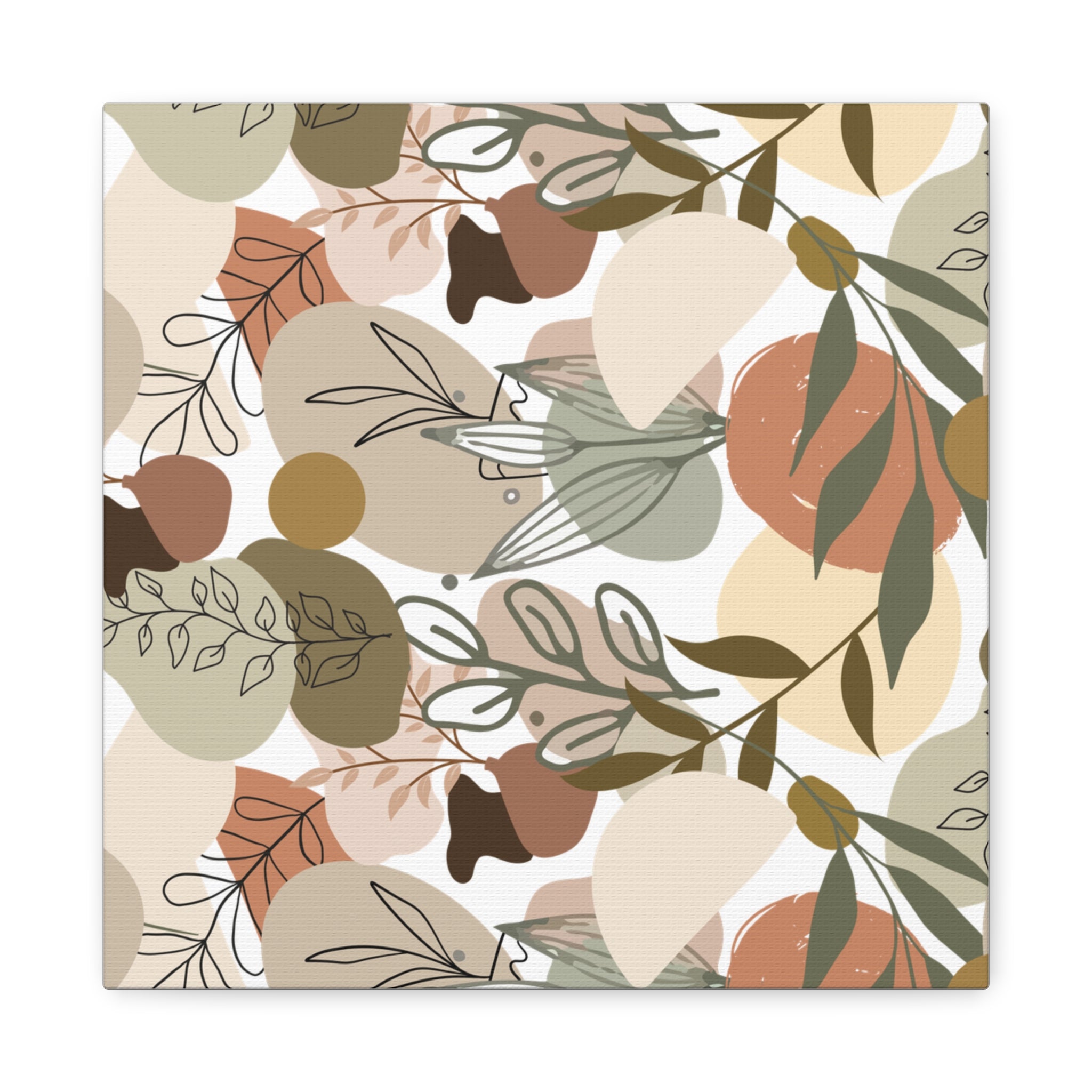 Abstract Modern Botanical Wall Art, Minimalist Line Art Canvas, Neutral Aesthetic Home Decor Print for Living Room or Bedroom, Matte Print, Stretched 1.25" Ready to Hang