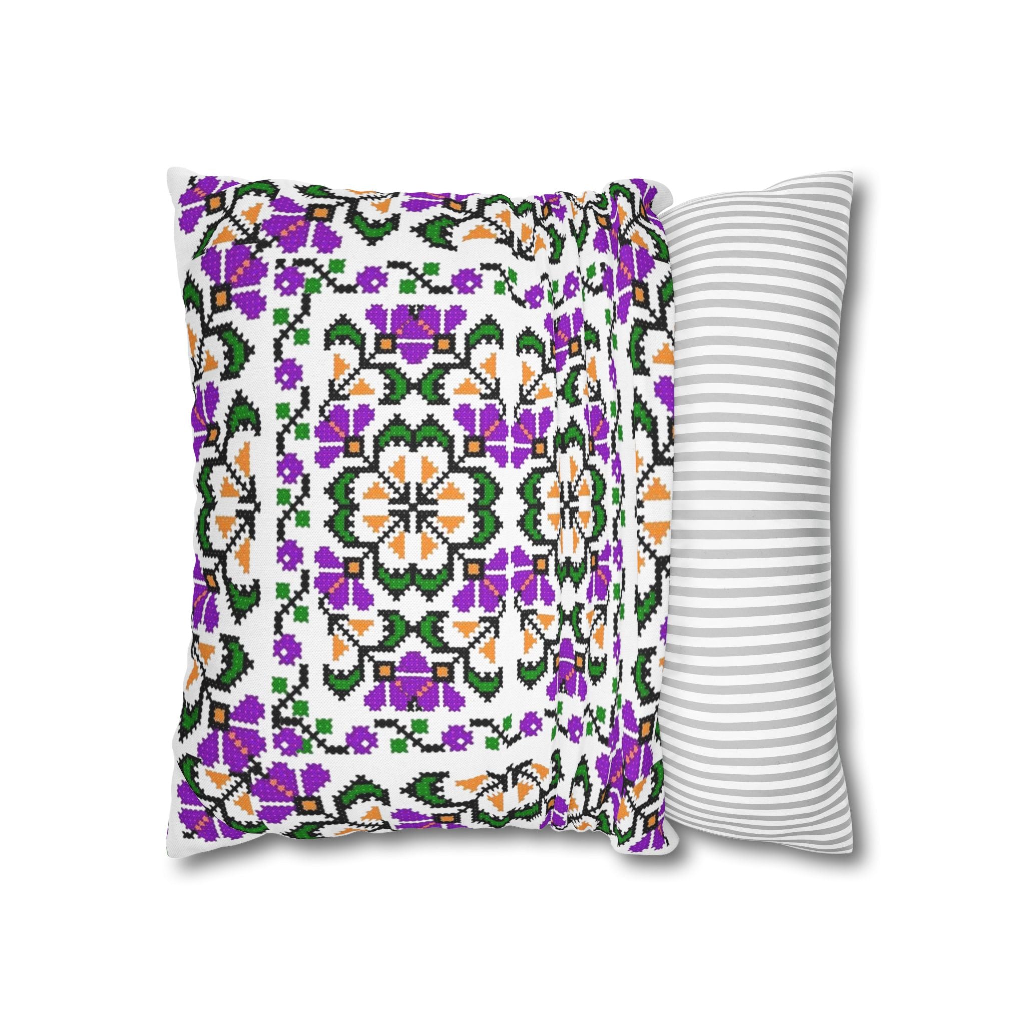 Blooming Hope Pillow Cover – Ukrainian Floral Cross-Stitch, Cottagecore Cushion