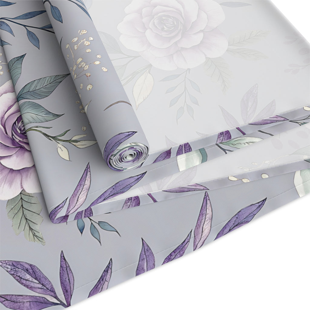 BLUESKYDEZIGN Purple Rose Floral Table Runner - Elegant Spring Wedding Decor