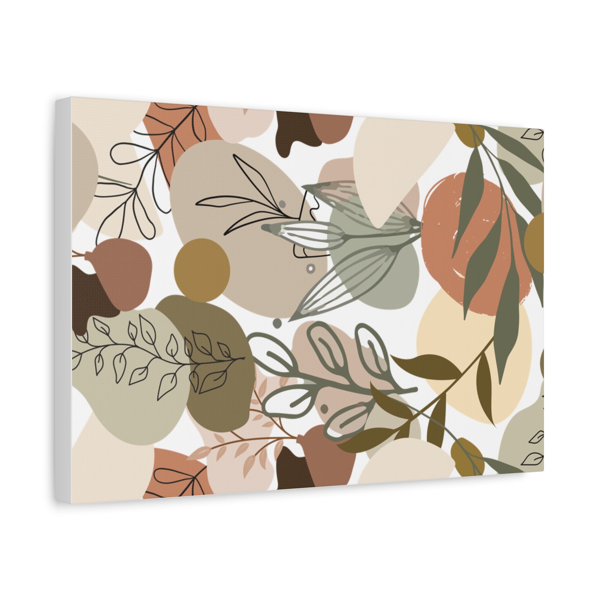 Abstract Modern Botanical Wall Art, Minimalist Line Art Canvas, Neutral Aesthetic Home Decor Print for Living Room or Bedroom, Matte Print, Stretched 1.25" Ready to Hang