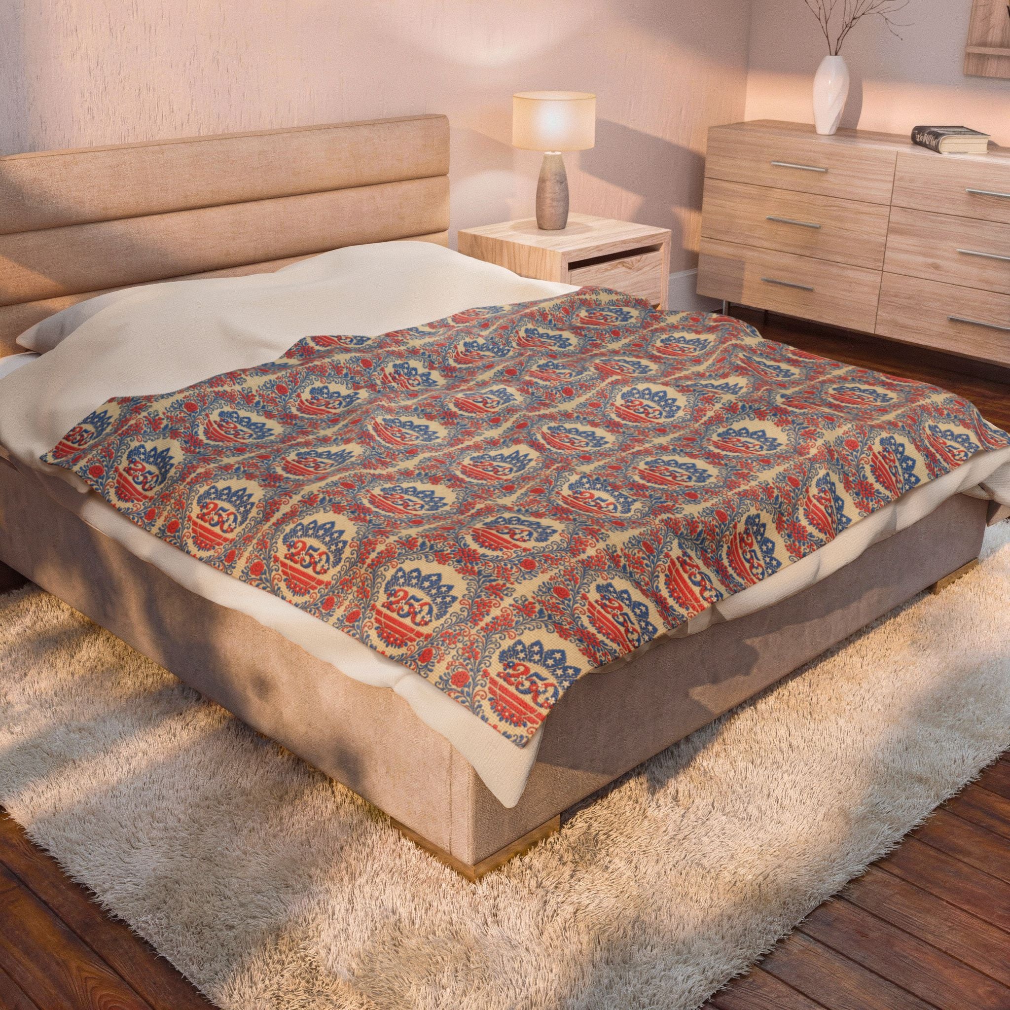 Freedom's Garden 250 – Patriotic Floral Plush Blanket | Vintage Americana Throw | 250th Anniversary