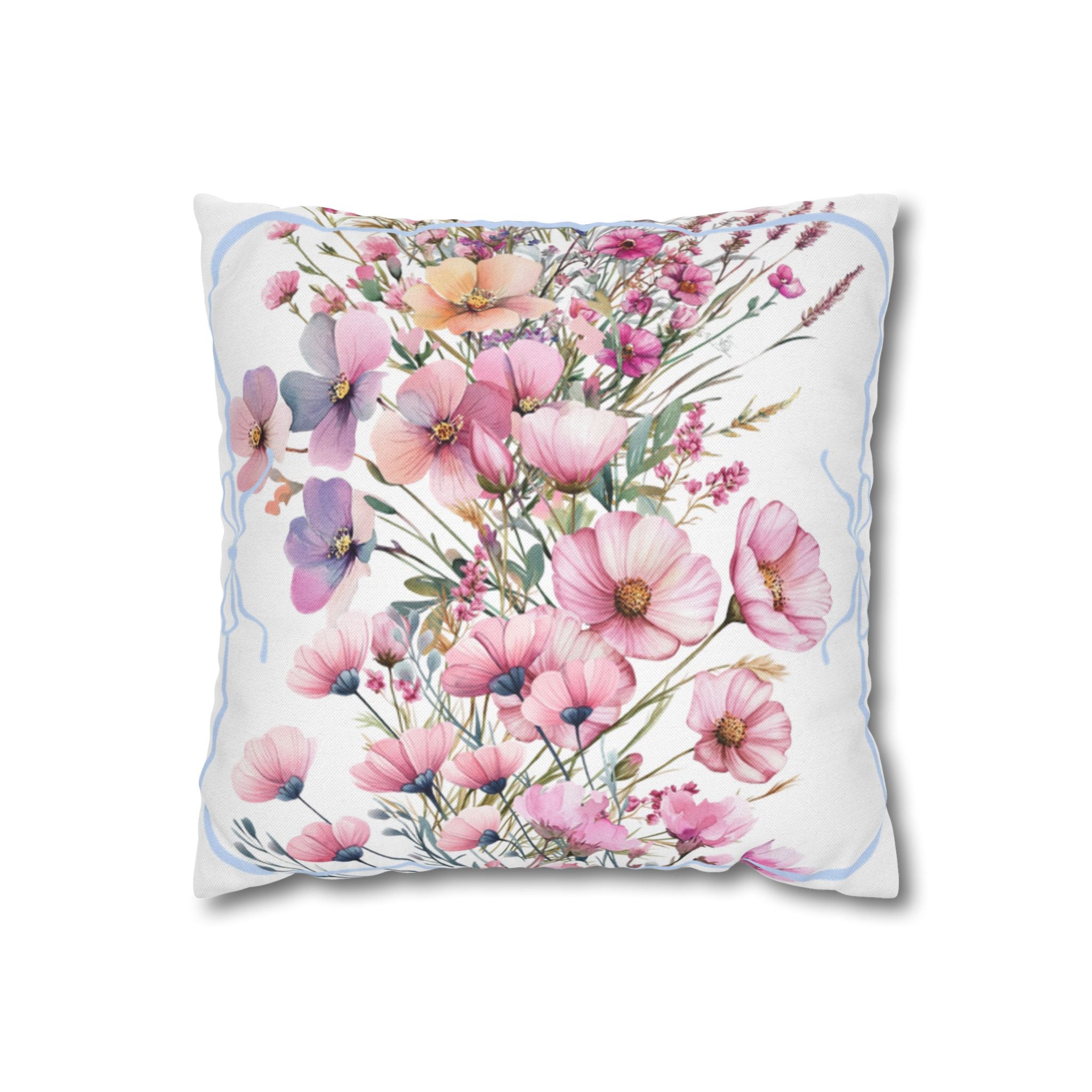 BLUESKYDEZIGN Spring Pink Purple Blossom Pillow Cover - Botanical Decor