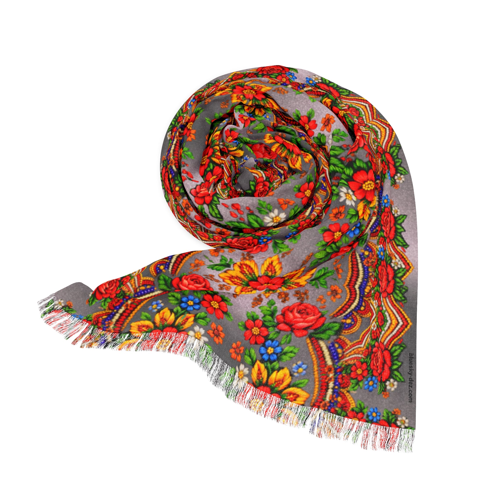 Bohemian Floral Scarf – Mother's Bloom | Colorful Vintage Wrap for Women | BLUESKYDEZIGN