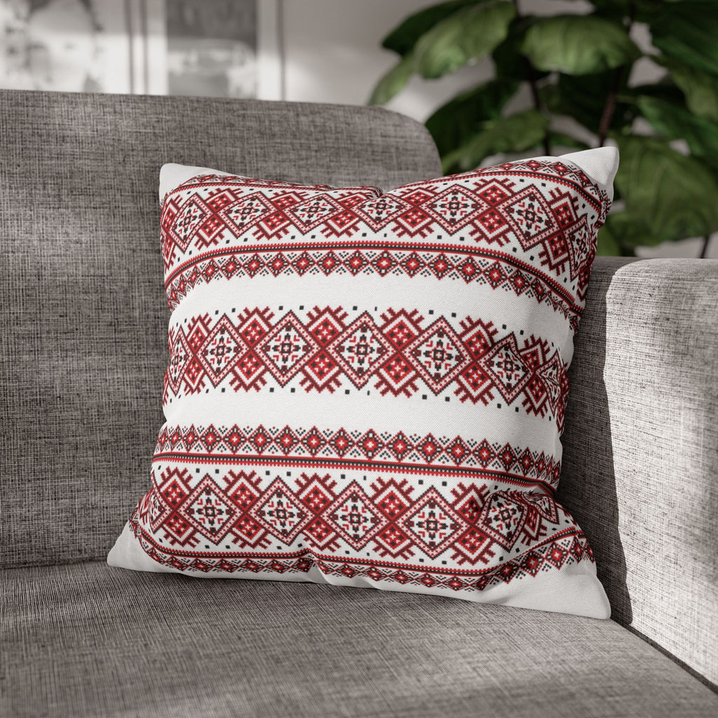 BLUESKYDEZIGN Ukrainian Traditional Pillow Cover - Red Black Folk Pattern