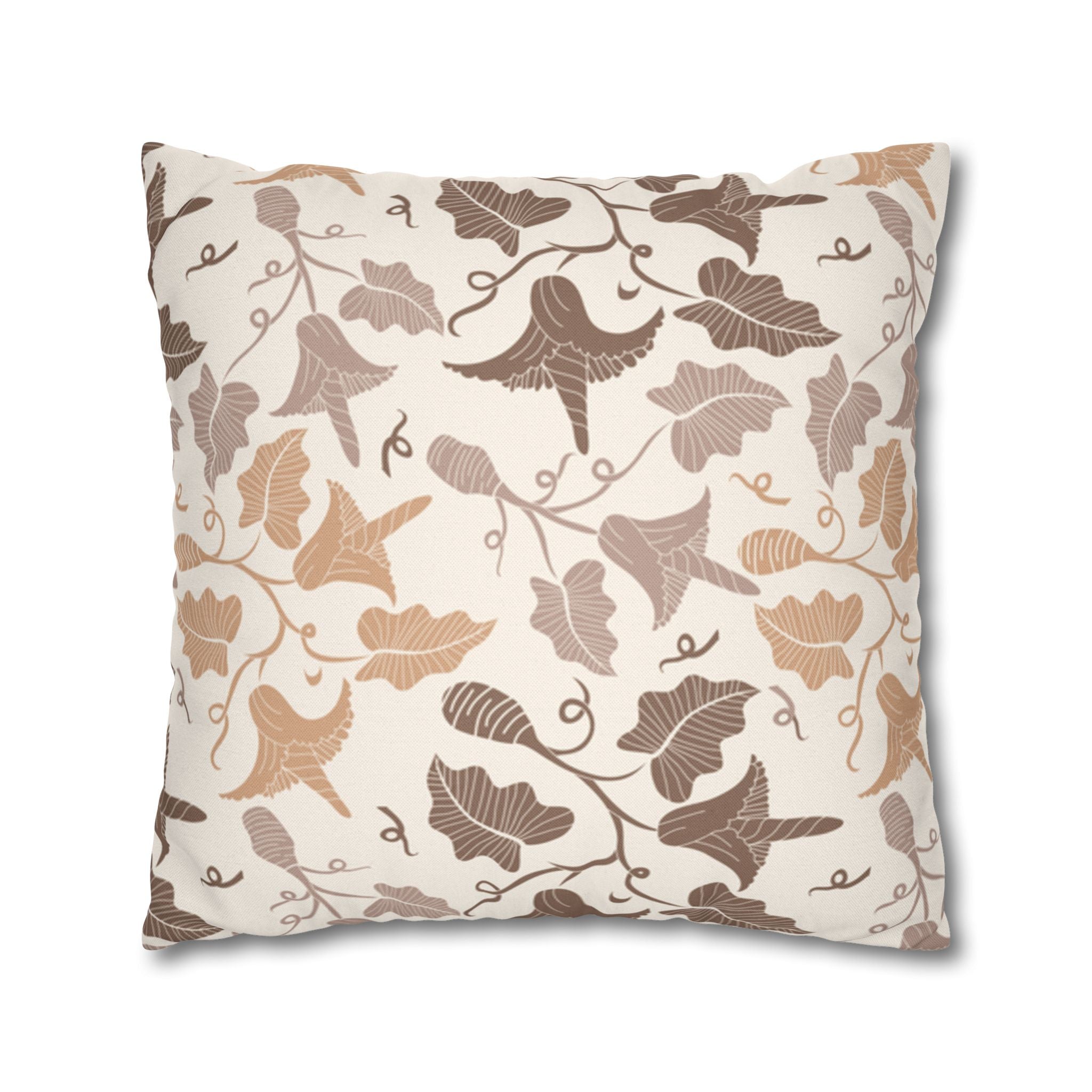 Beige Leaves Pattern Square Pillowcase 1piece, Pillow Cover, Gift for parents, Living Room Decor, bedroom, housewarming, cottage core,