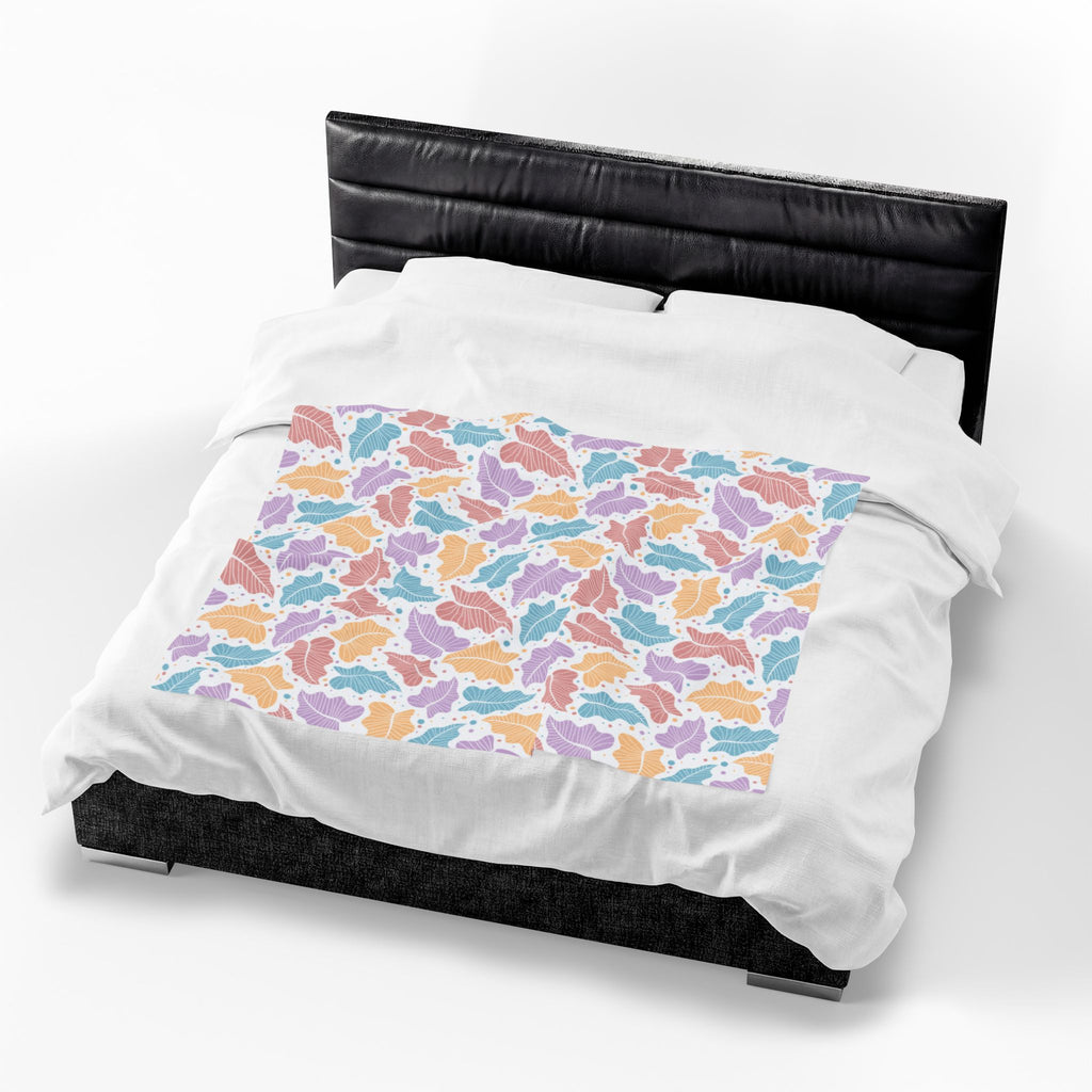 Pastel Leaf Plush Blanket