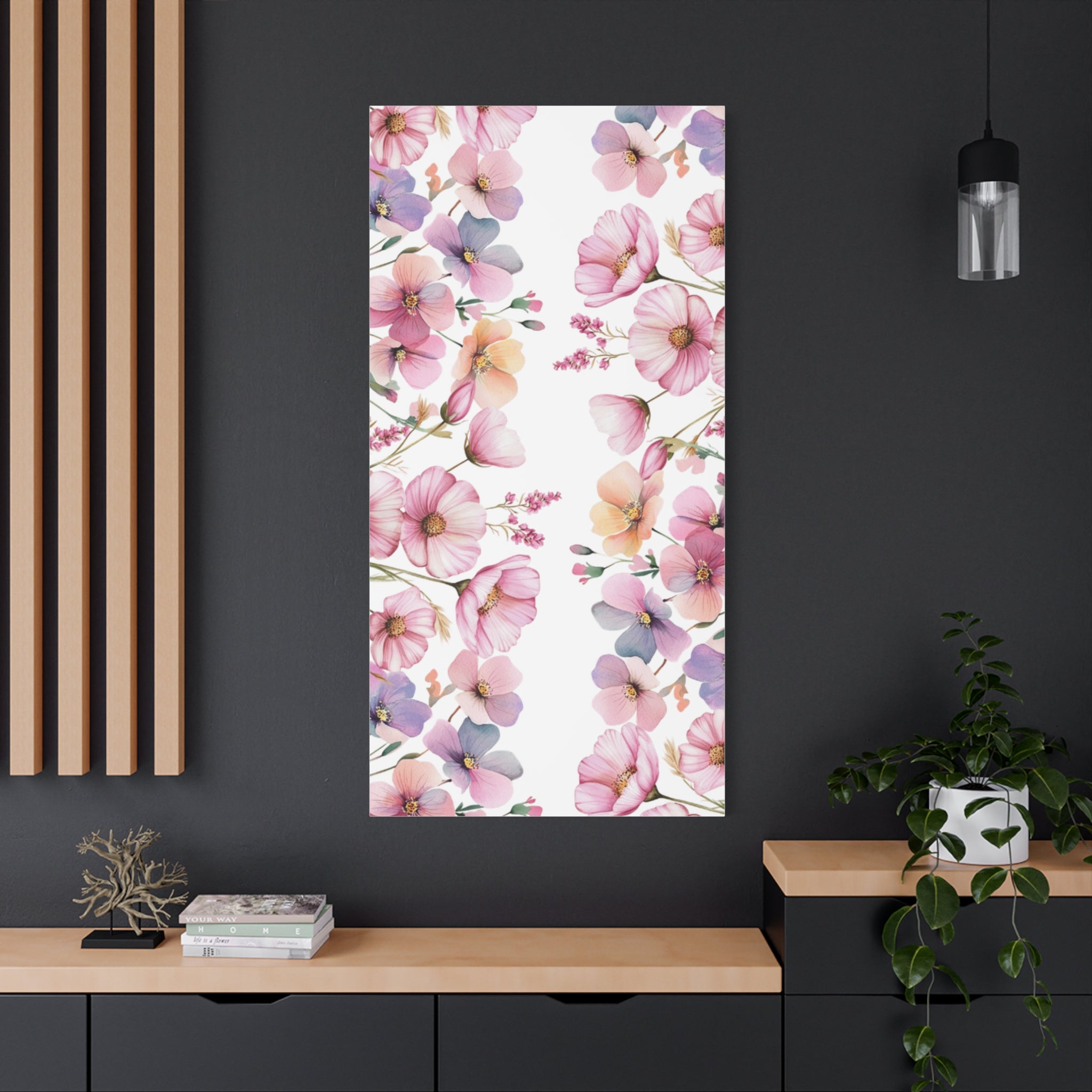 Pastel Floral Matte Canvas Wall Art, Soft Botanical Print, Modern Home Decor, Watercolor Flower Artwork, Stretched 1.25" Canvas