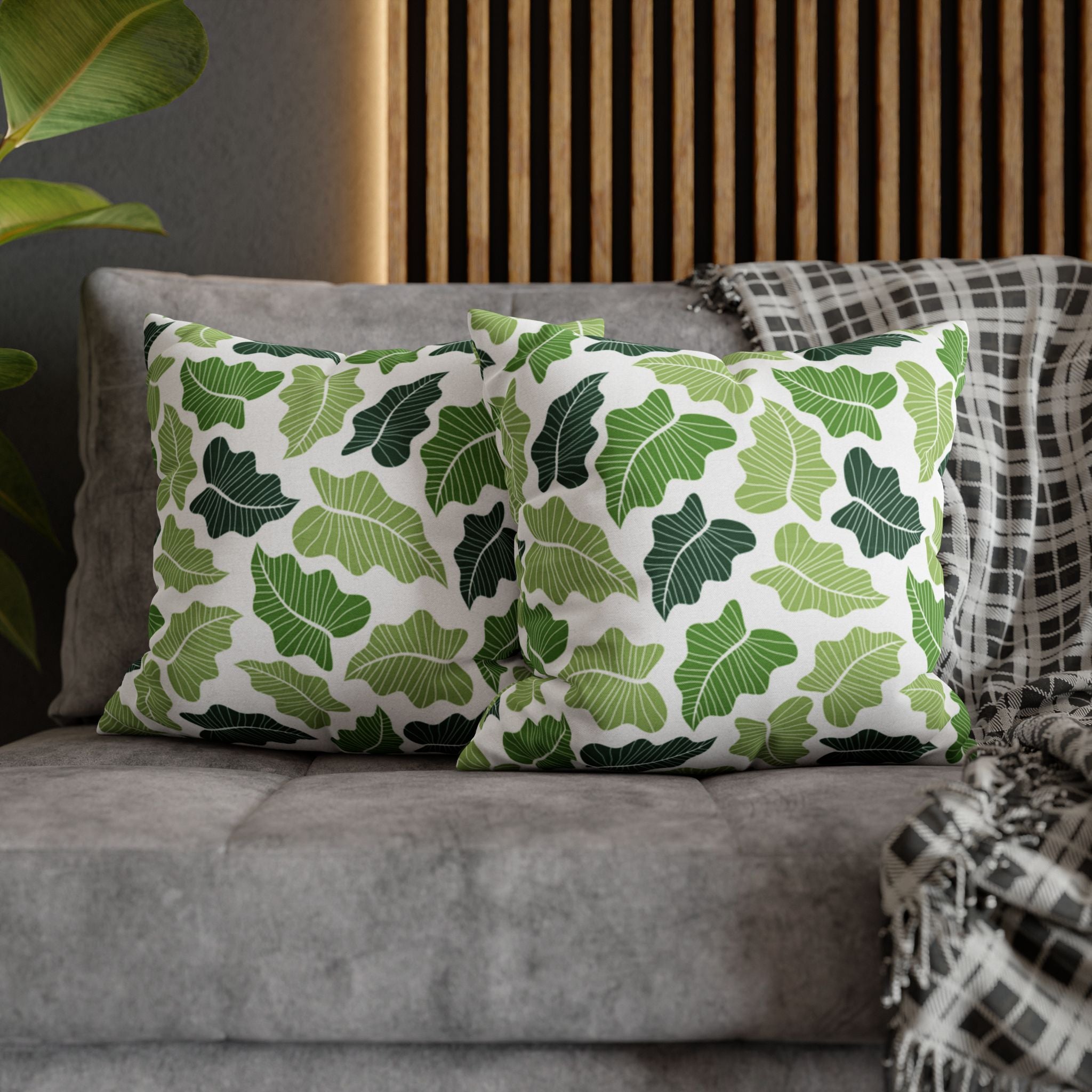 Green Leaf Pillow Cover