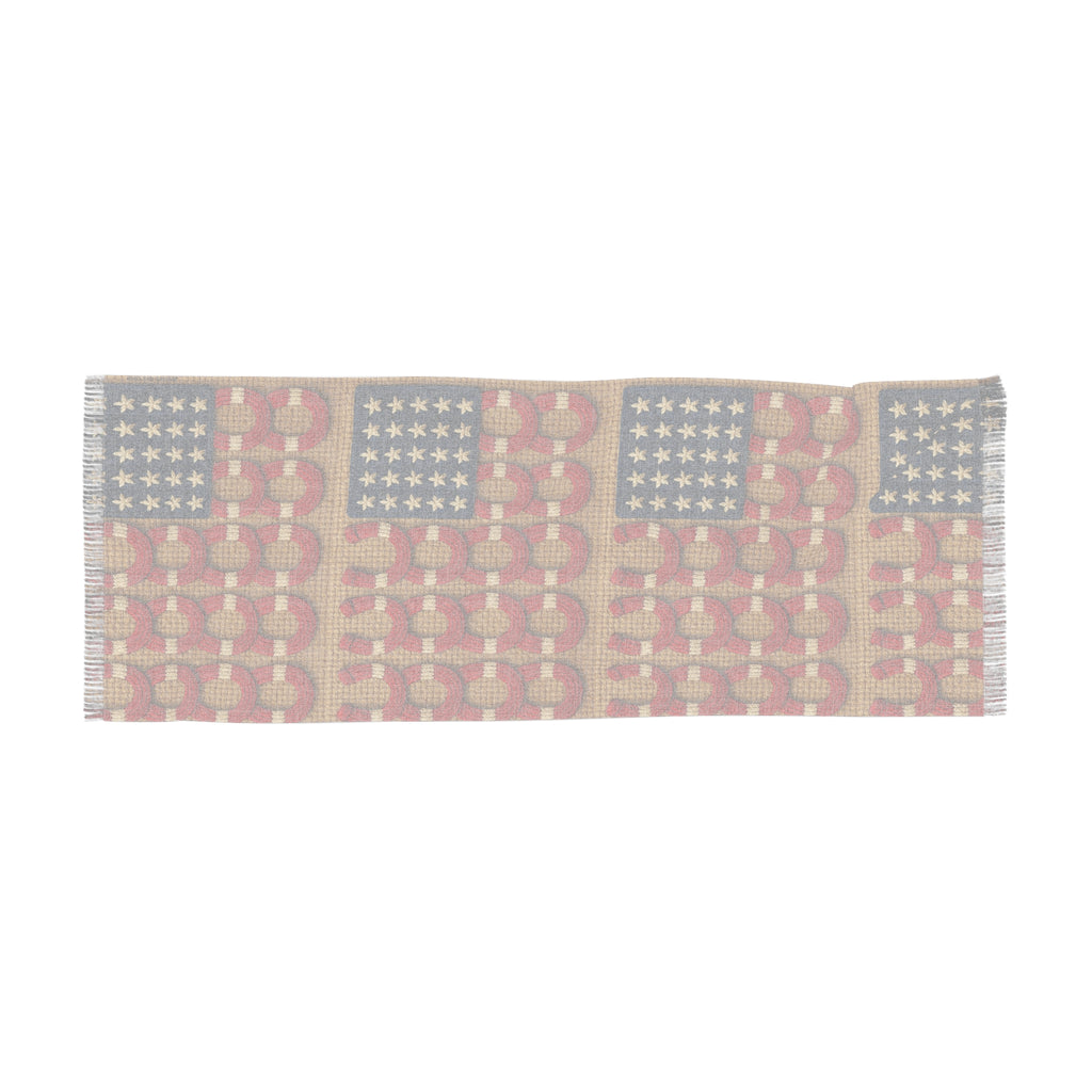 Rooted Knot Scarf | Patriotic Americana Lightweight Wrap | Horseshoe Print | 27"×71"