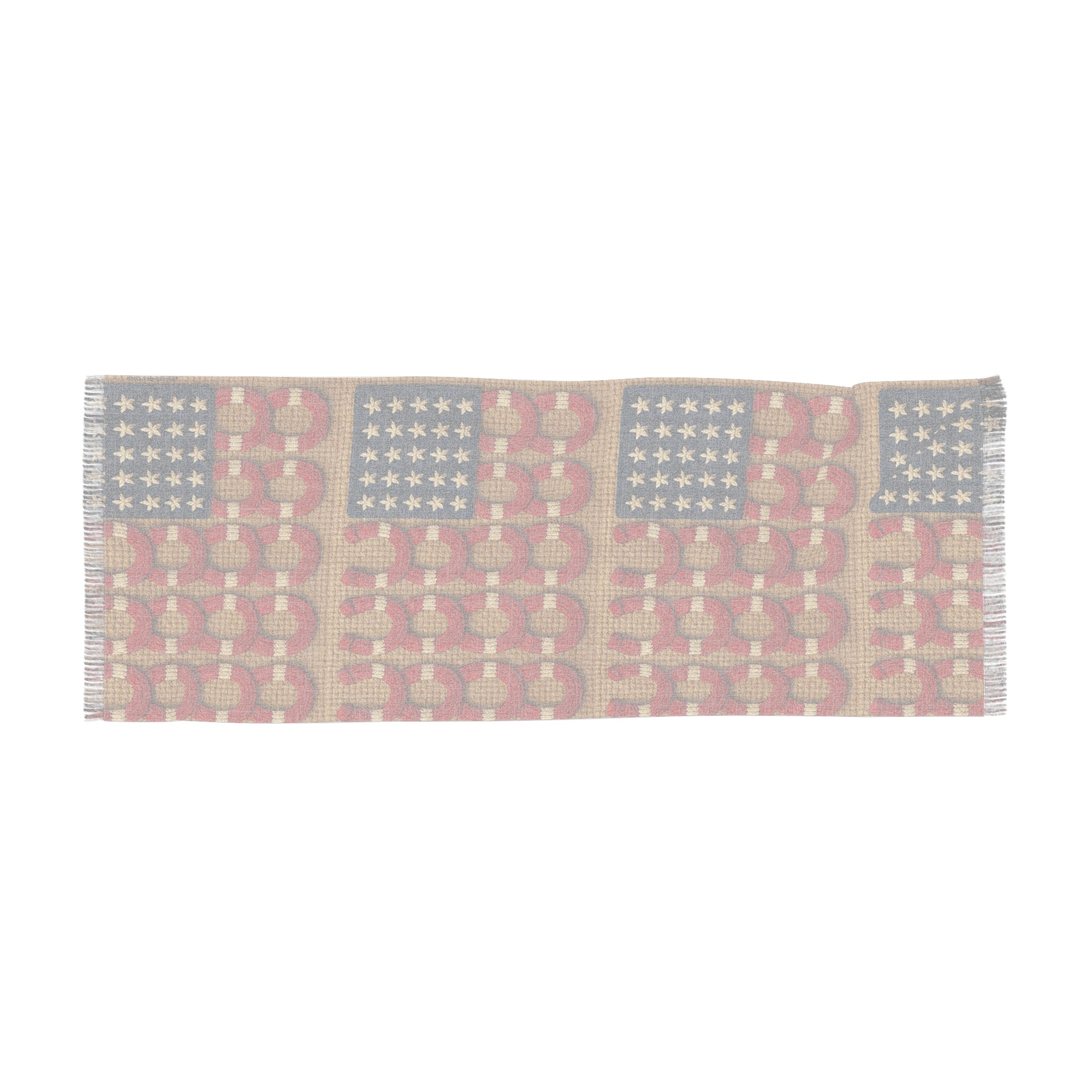 Rooted Knot Scarf | Patriotic Americana Lightweight Wrap | Horseshoe Print | 27"×71"