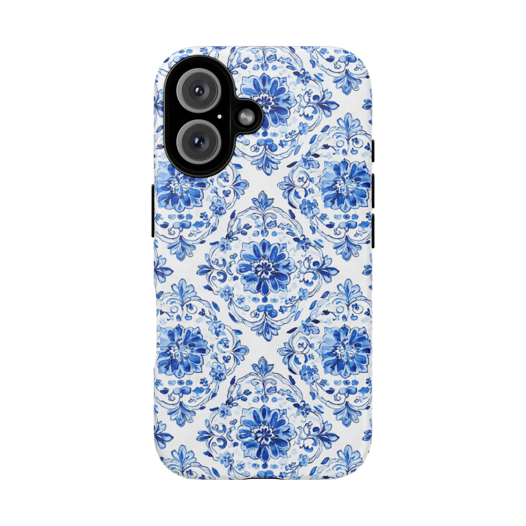 Blue Floral Tile Phone Case | Tough Case