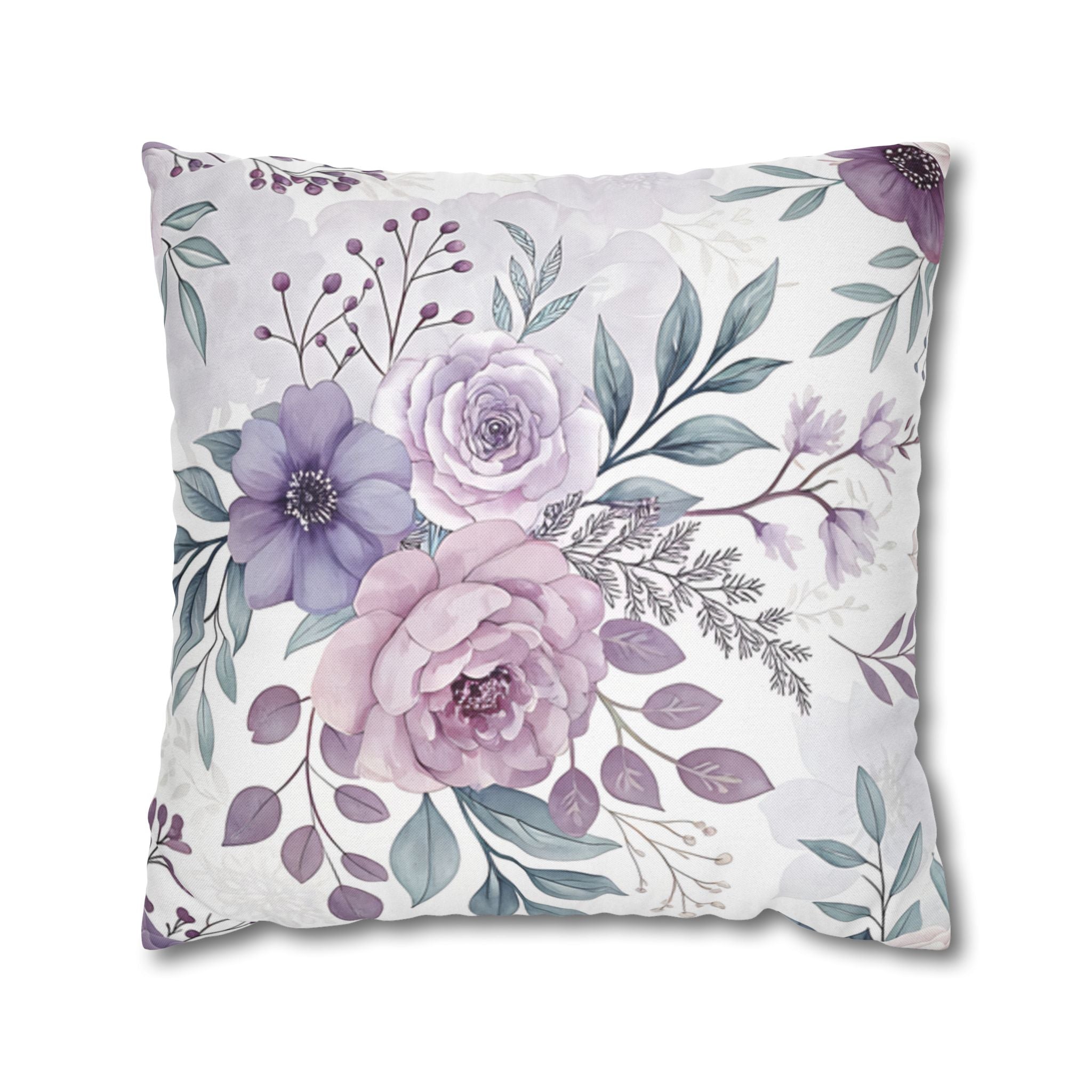 BLUESKYDEZIGN Spring Floral Pillow Cover - Watercolor Flower Cushion, Cottagecore Boho Home Decor