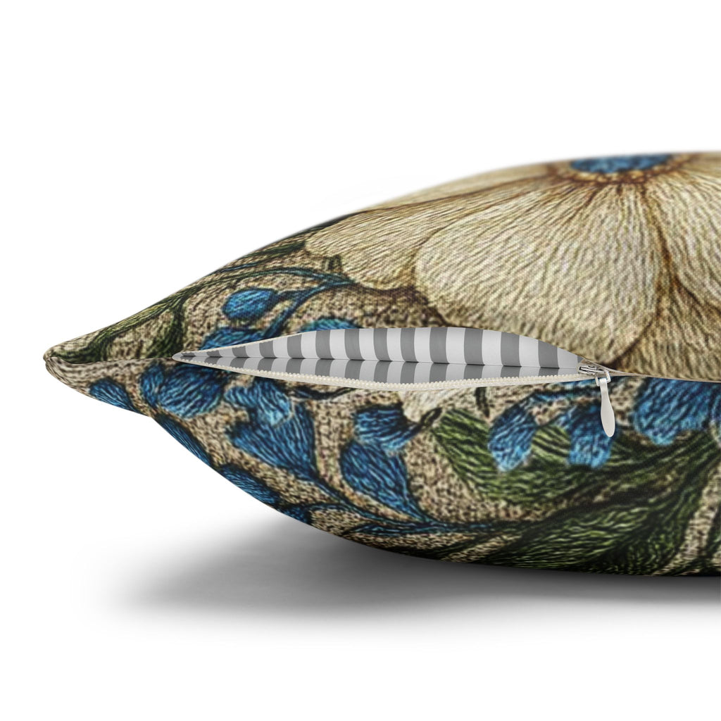 Wild Beauty Floral Throw Pillow Cover – Blue & Cream Botanical Cushion Case