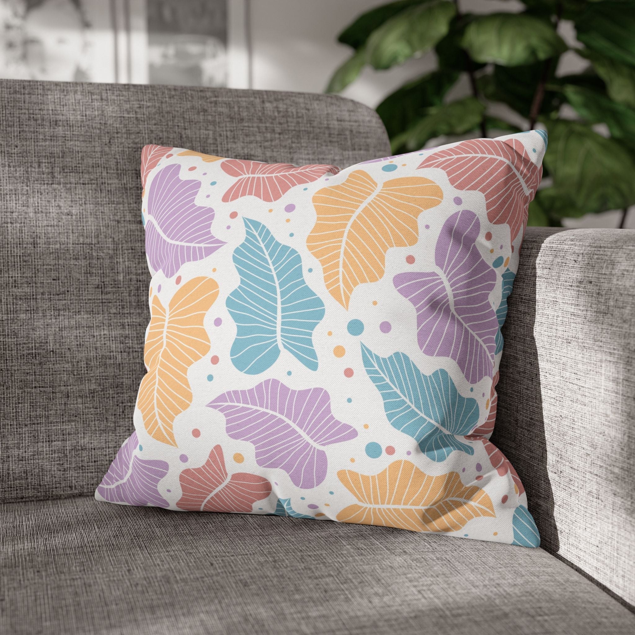 Pastel Leaf Pillow Cover