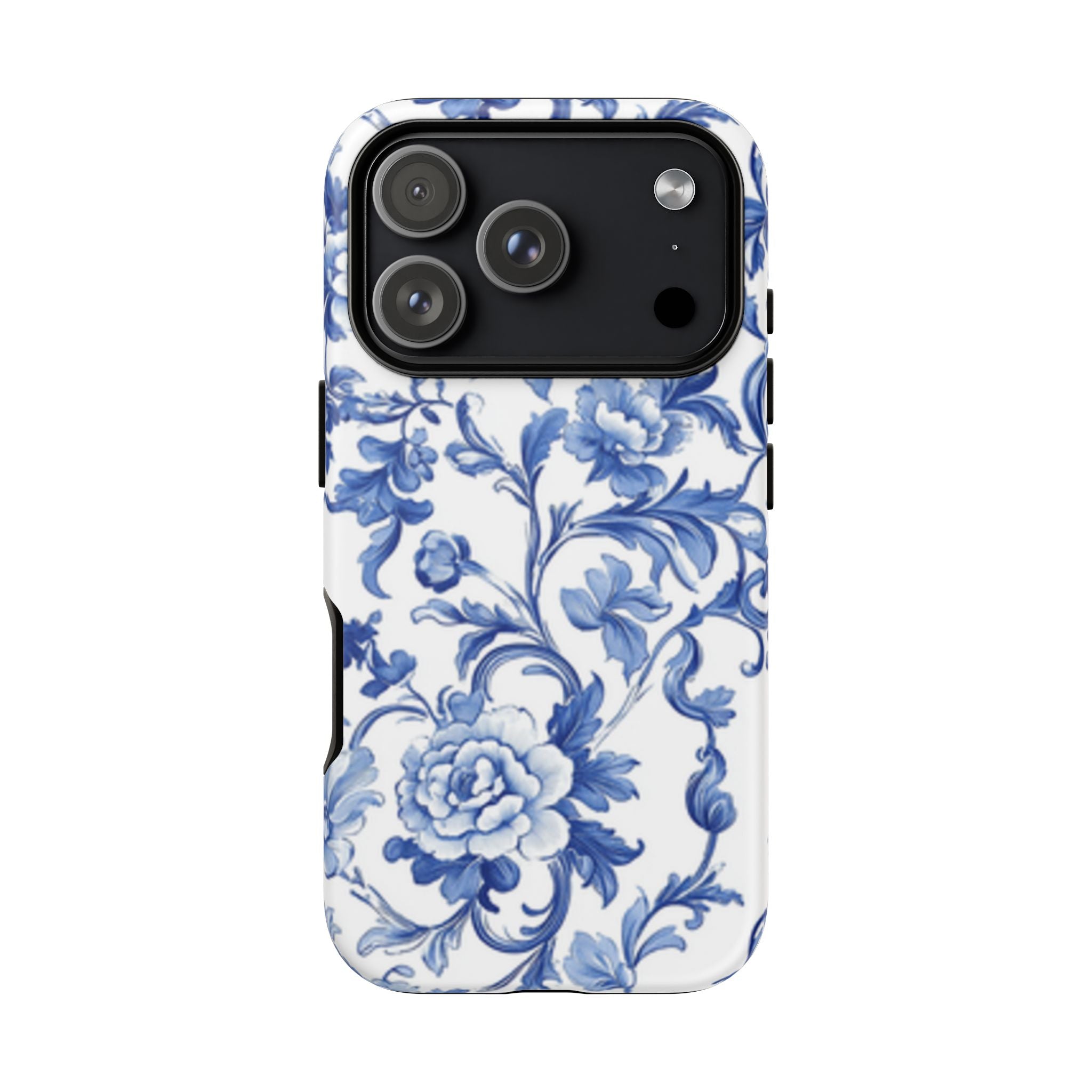 Blue Vintage Toile-inspired romantic Floral Phone Case, Tough Case, spring gift