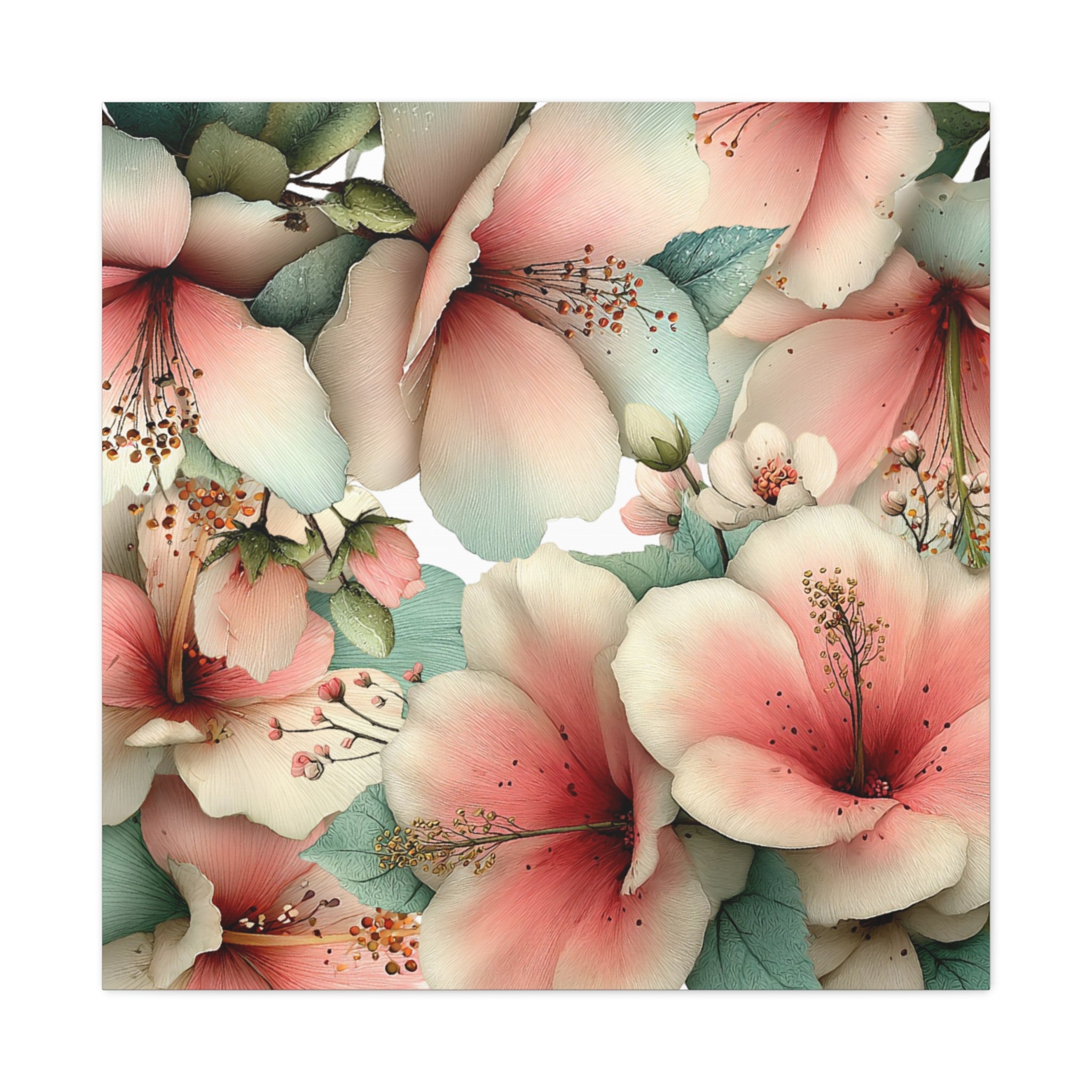 Pastel Floral Matte Canvas Wall Art, Soft Botanical Print, Modern Home Decor, Watercolor Flower Artwork, Stretched 1.25" Canvas