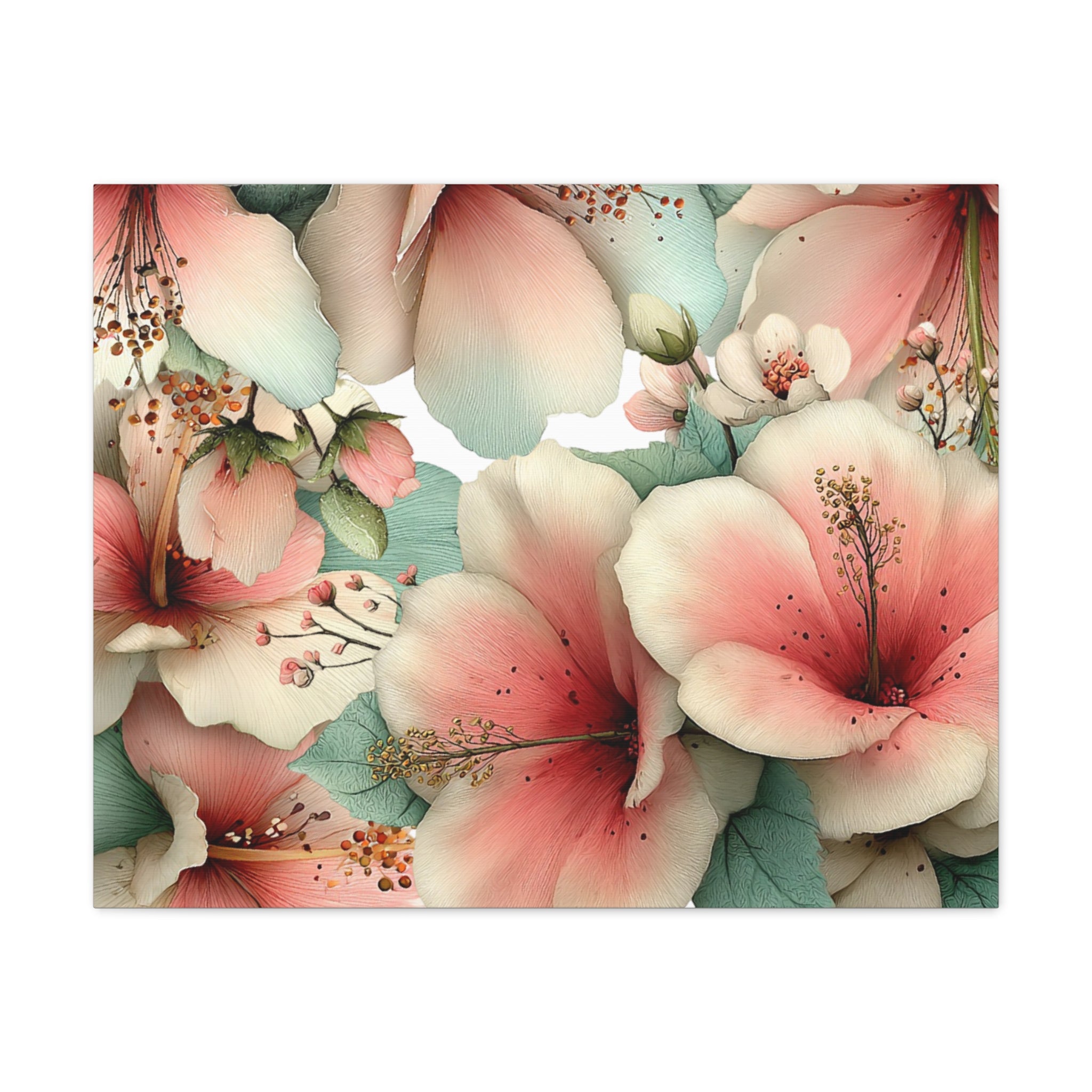 Pastel Floral Matte Canvas Wall Art, Soft Botanical Print, Modern Home Decor, Watercolor Flower Artwork, Stretched 1.25" Canvas