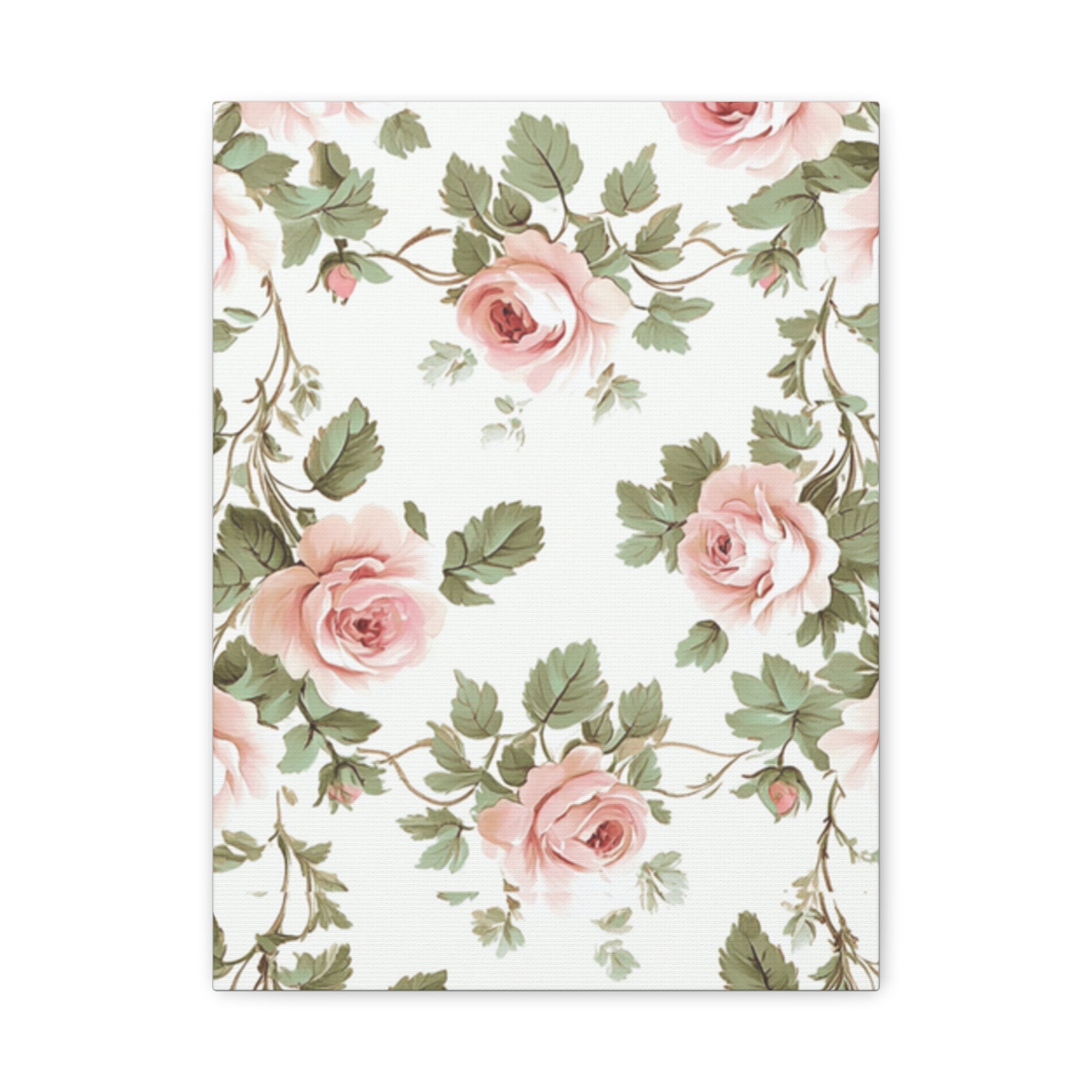 Vintage Pink Rose Matte Canvas Wall Art, Botanical Floral Print, Romantic Cottagecore Home Decor, Stretched 1.25" Canvas