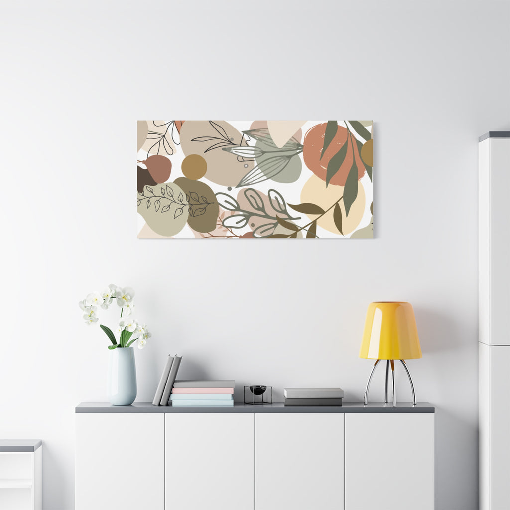 Abstract Modern Botanical Wall Art, Minimalist Line Art Canvas, Neutral Aesthetic Home Decor Print for Living Room or Bedroom, Matte Print, Stretched 1.25" Ready to Hang