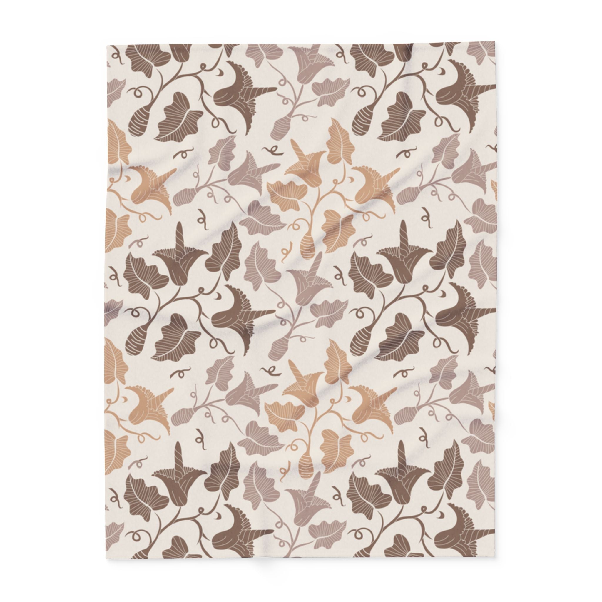 Beige Leaves Arctic Fleece  Blanket, Nature Home Decor,Throw over Lap, beige Background,gift for parents, bedroom, housewarming,cottage core