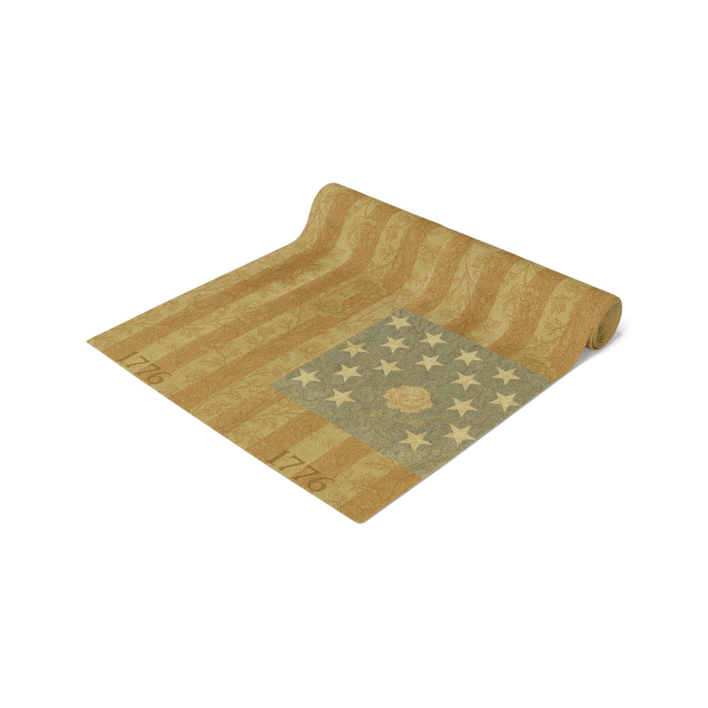 Heritage 1776 Collection | Patriotic Flag Table Runner – Vintage Stars & Stripes Farmhouse Decor | BLUESKYDEZIGN