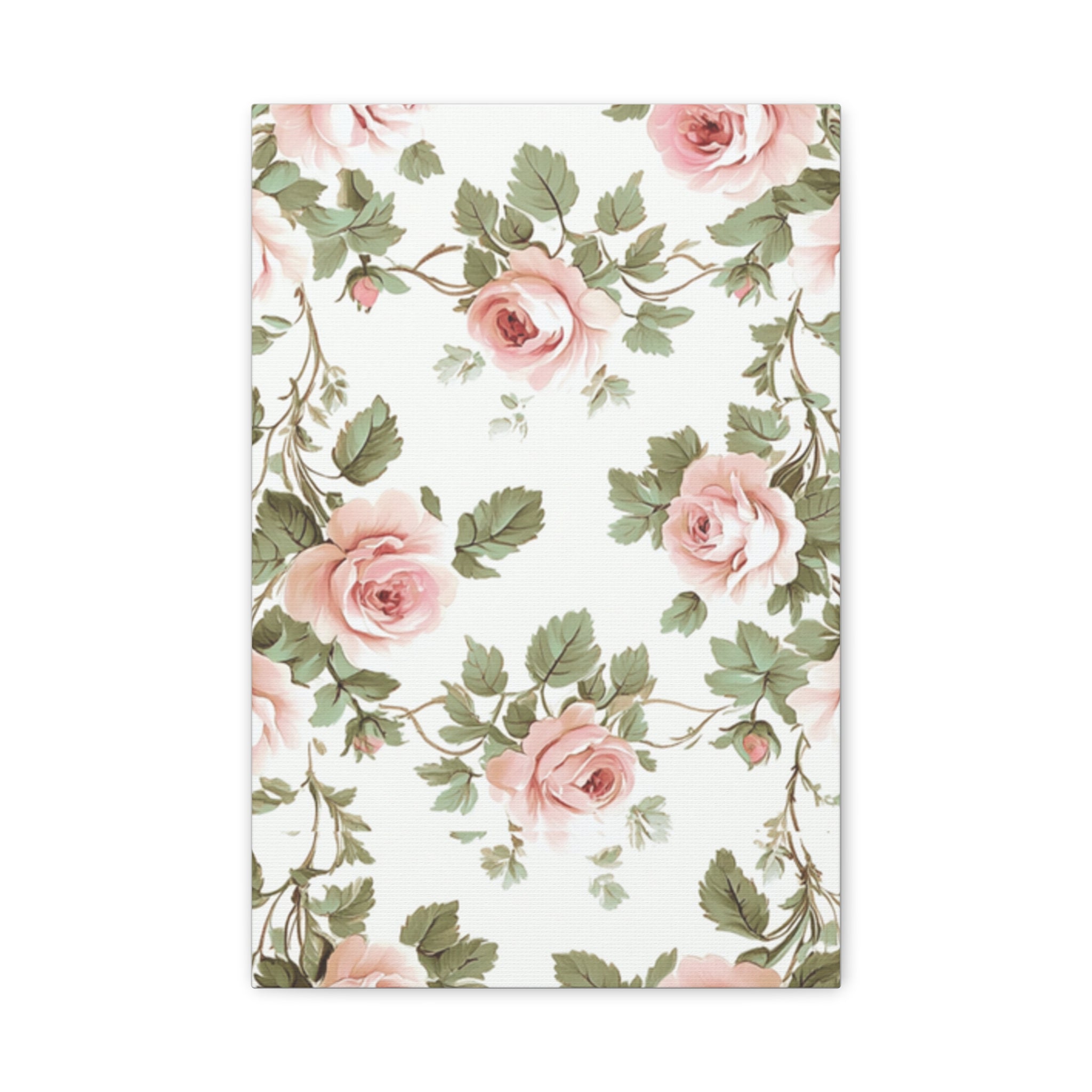 Vintage Pink Rose Matte Canvas Wall Art, Botanical Floral Print, Romantic Cottagecore Home Decor, Stretched 1.25" Canvas