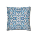 BLUESKYDEZIGN Grandmother's Heritage Pillow Cover - Blue Ikat Floral, Boho Modern Rustic Cushion