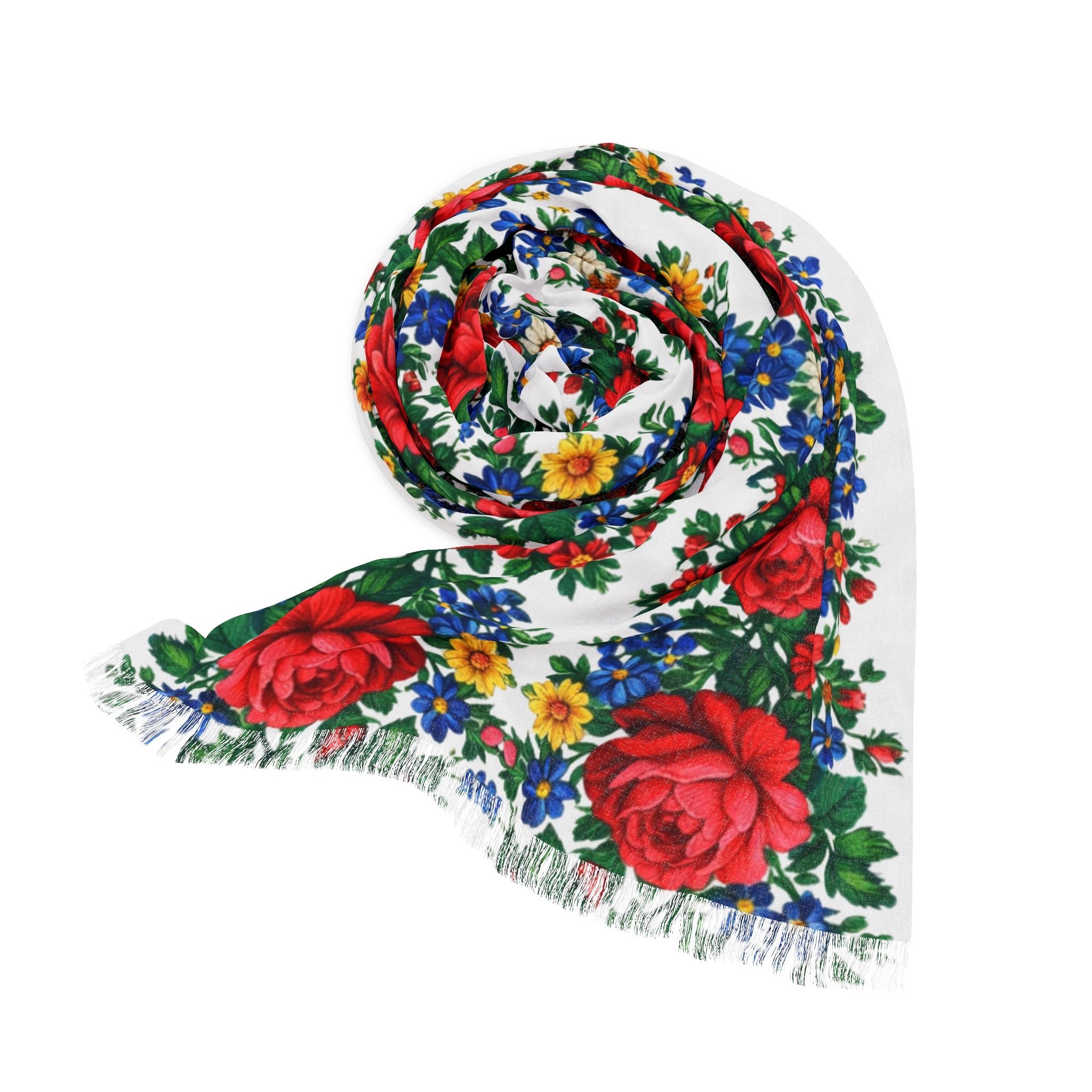 Floral Rose & Wildflower Scarf – Lightweight Boho Wrap for Women | BLUESKYDEZIGN