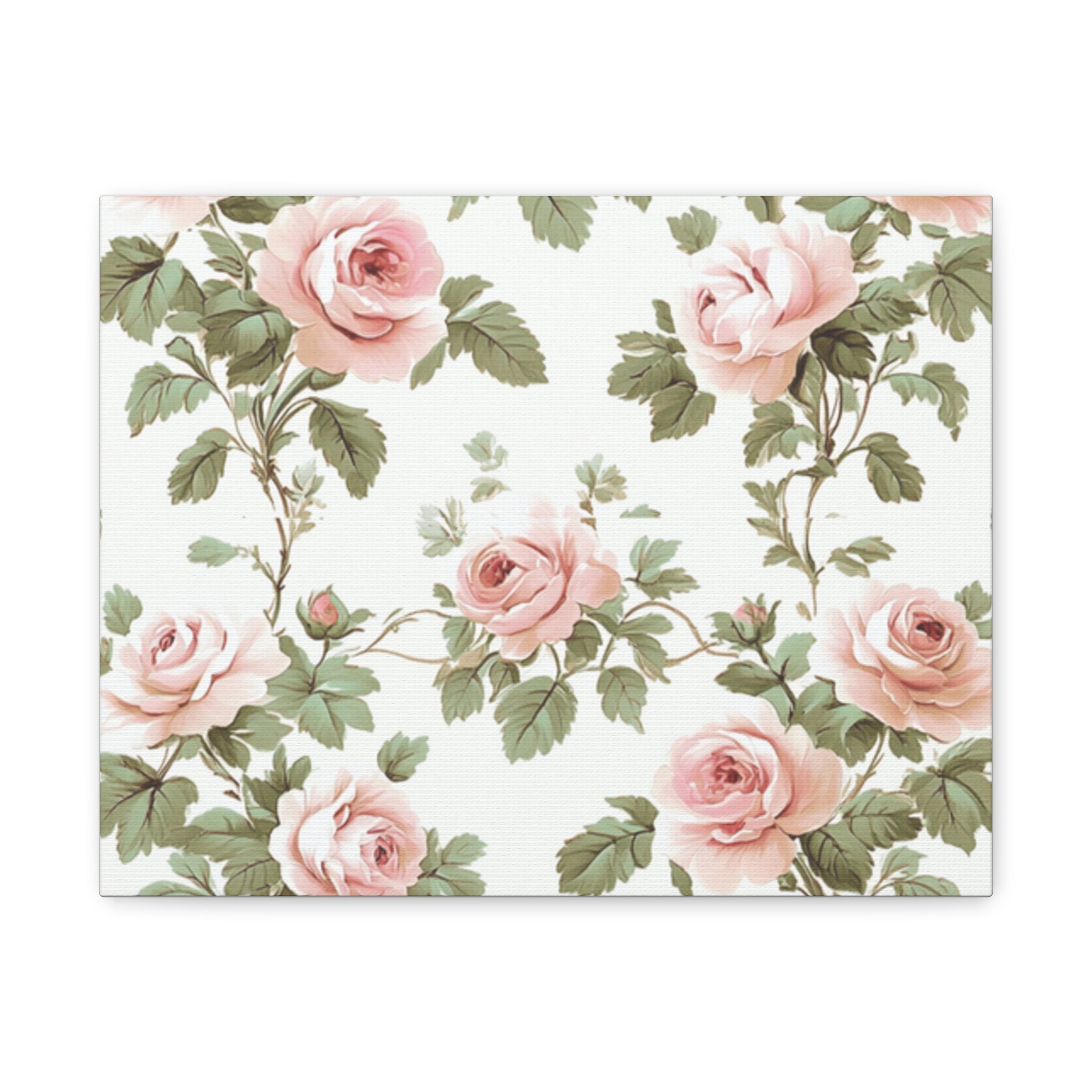 Vintage Pink Rose Matte Canvas Wall Art, Botanical Floral Print, Romantic Cottagecore Home Decor, Stretched 1.25" Canvas