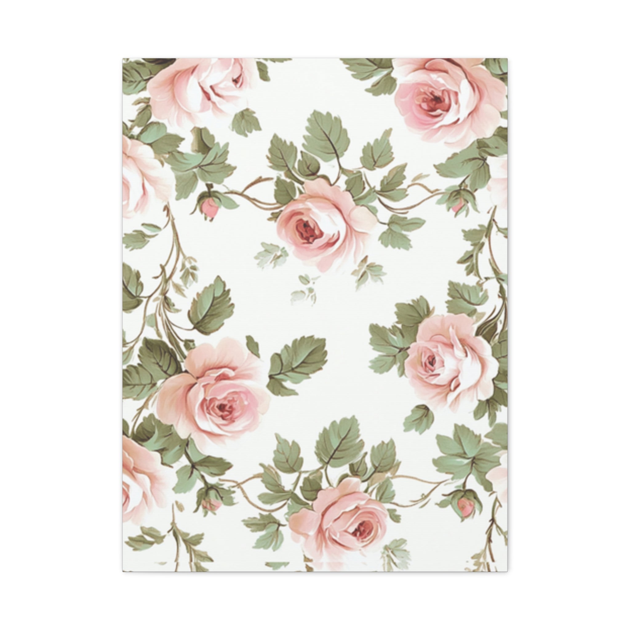 Vintage Pink Rose Matte Canvas Wall Art, Botanical Floral Print, Romantic Cottagecore Home Decor, Stretched 1.25" Canvas
