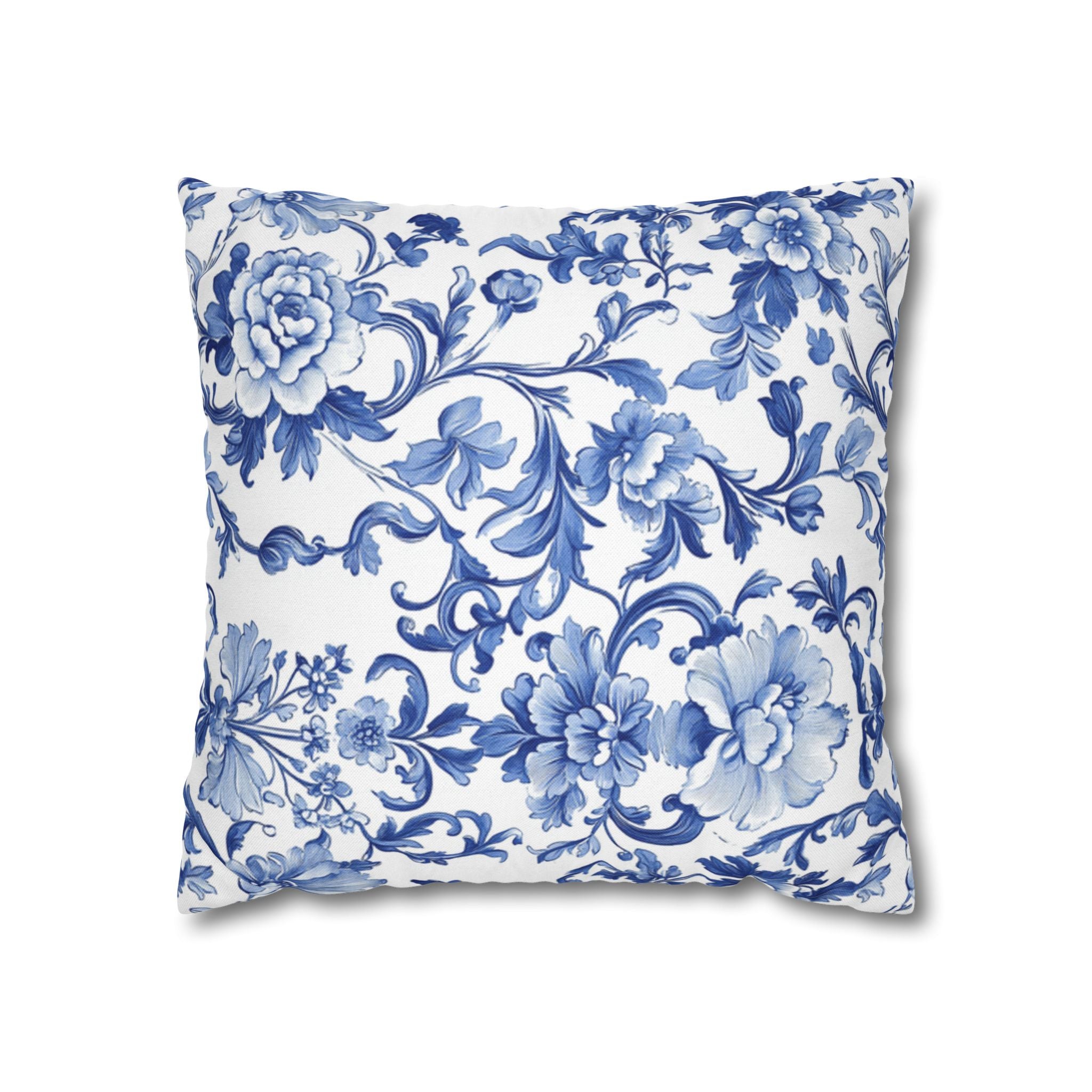 Blue Tie Dye Mandala Pillowcase, Square Polyester Pillow Cover, Living Room Home Decor, bedroom, housewarming, cottage core