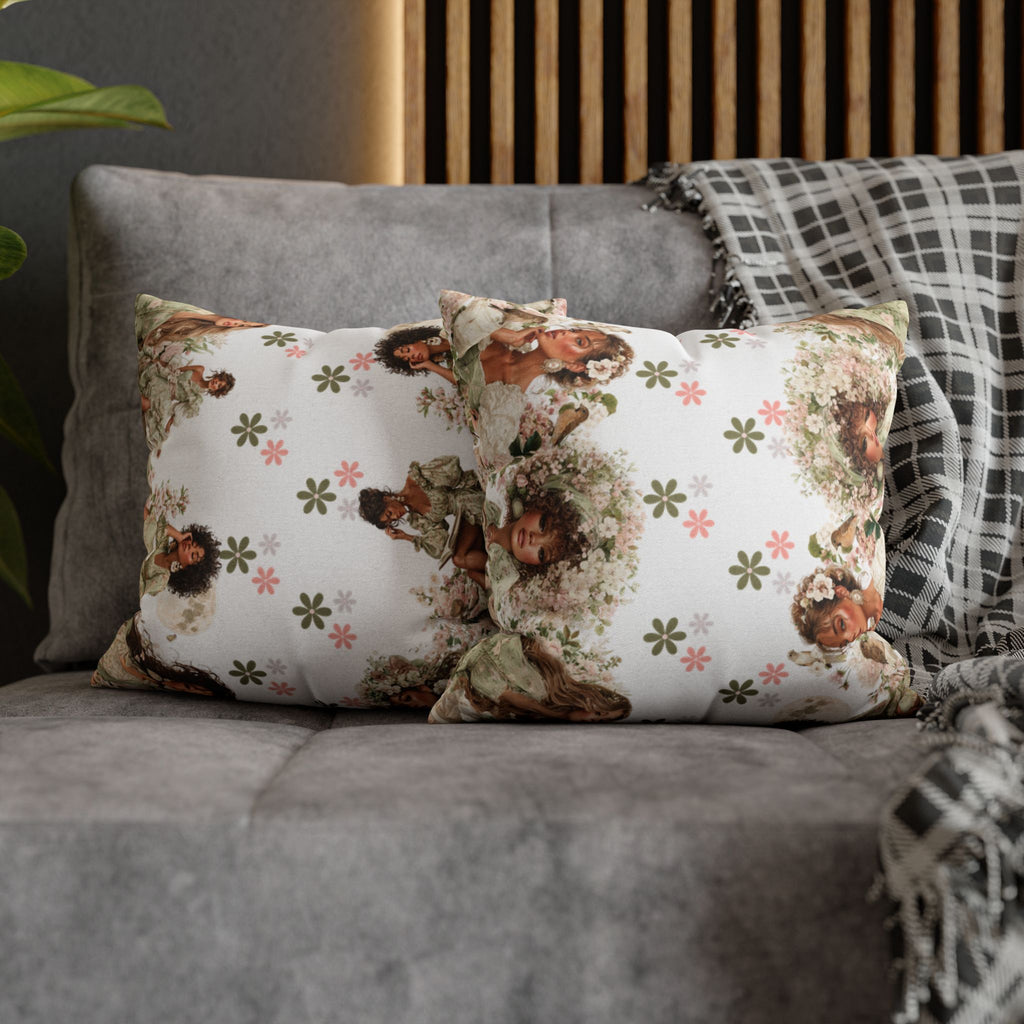 Afrocentric Floral Pillowcase 1piece, Artistic Women Illustration Cushion Covers, 4 Sizes, Modern Boho Throw Pillow Case, Art Decor