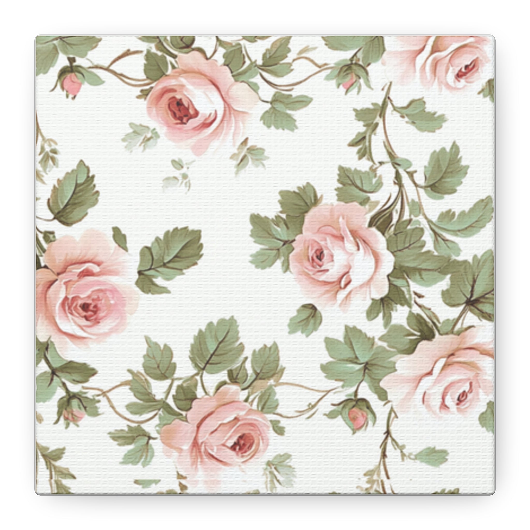 Vintage Pink Rose Matte Canvas Wall Art, Botanical Floral Print, Romantic Cottagecore Home Decor, Stretched 1.25" Canvas