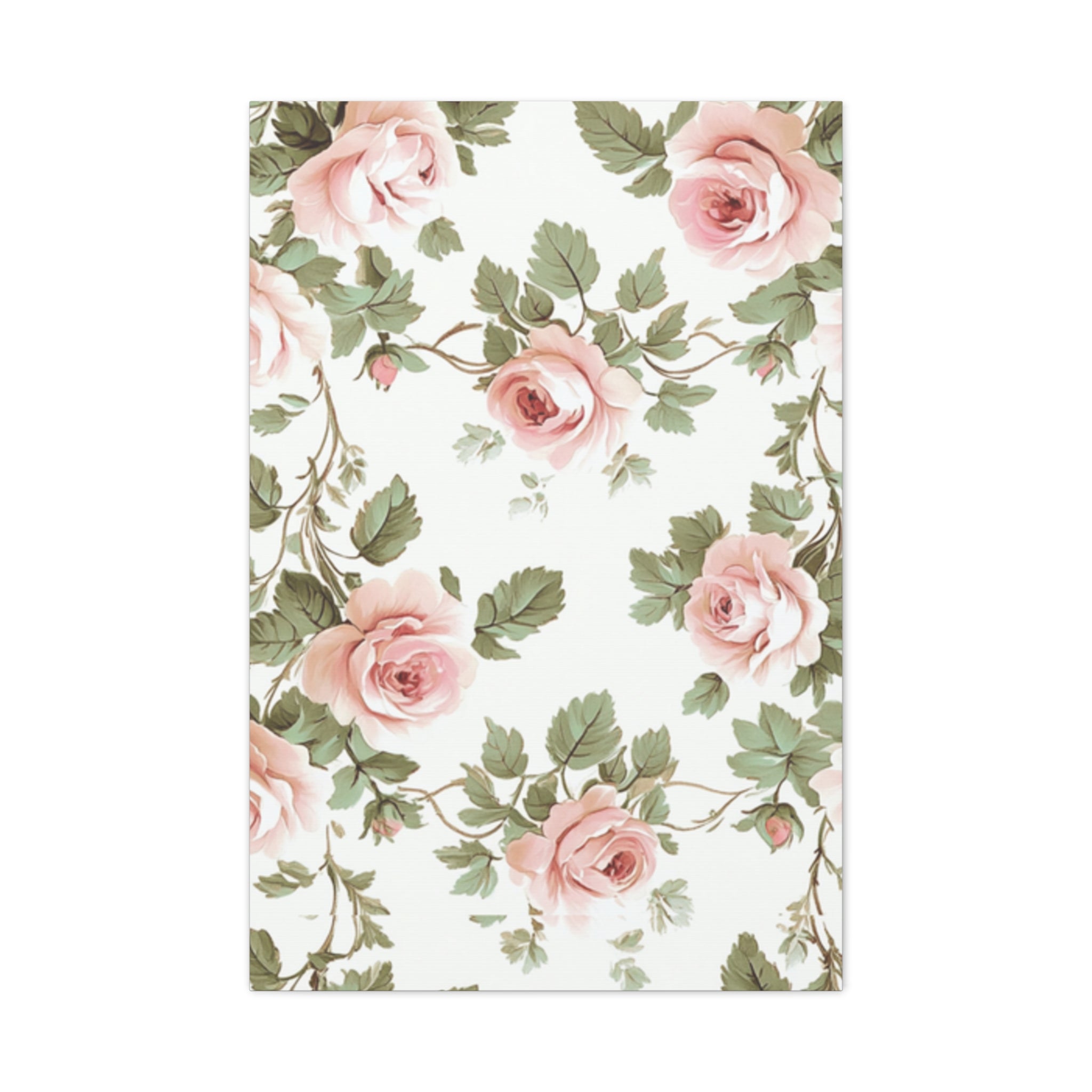 Vintage Pink Rose Matte Canvas Wall Art, Botanical Floral Print, Romantic Cottagecore Home Decor, Stretched 1.25" Canvas